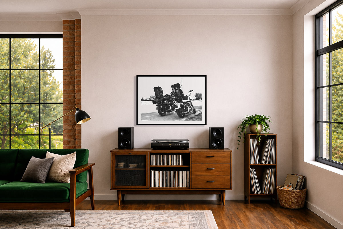 Two Wheels Four Wheels in a room