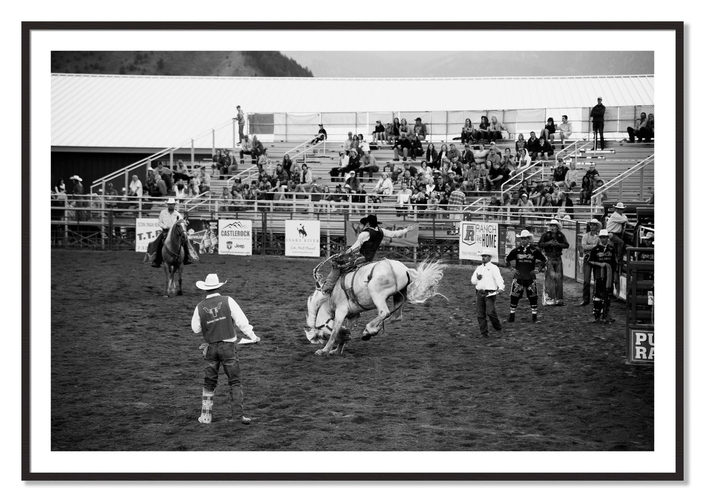 Framed photograph of United States Rodeo by Dylan Ozanich, Black Walnut frame, Borders