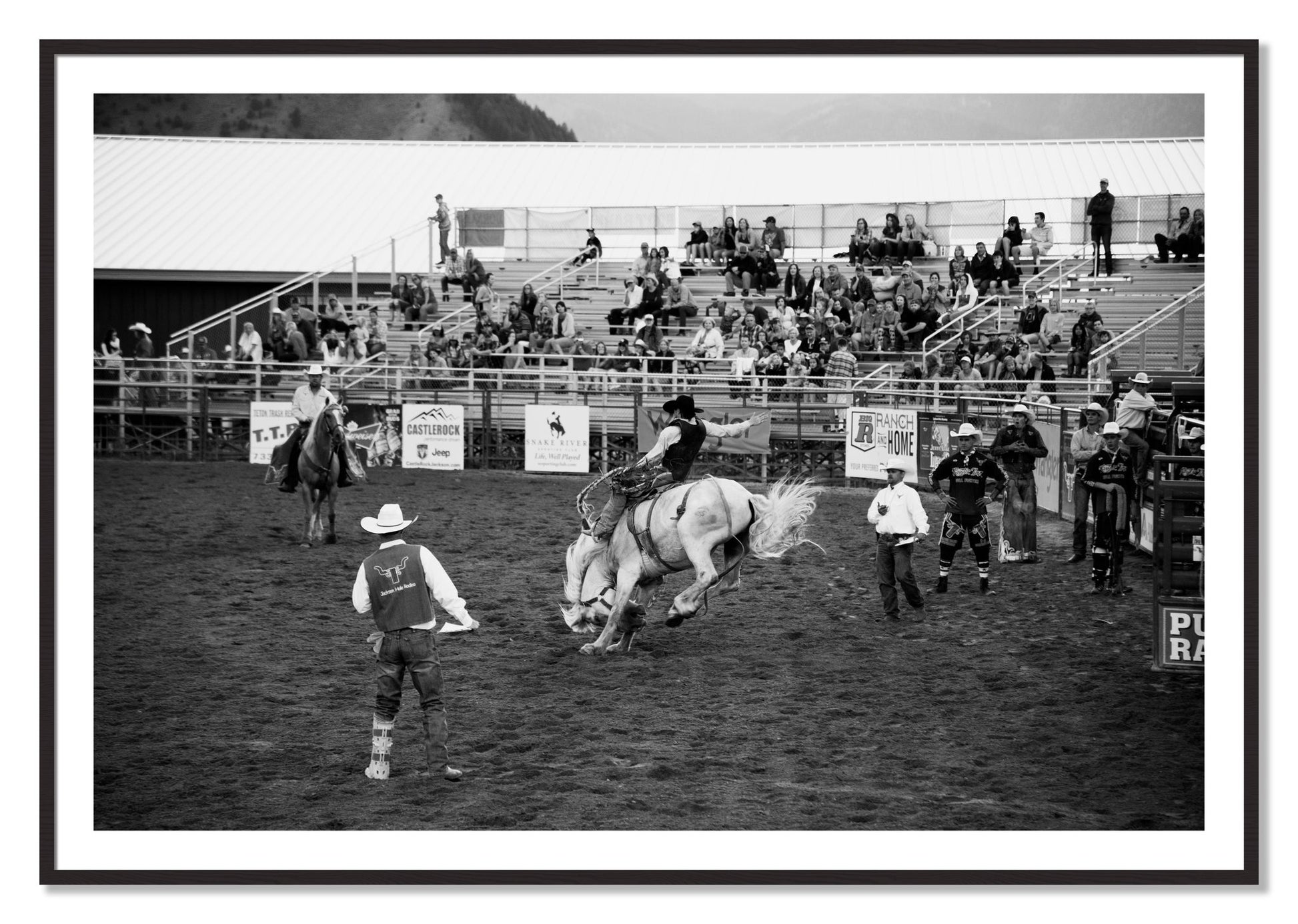 Framed photograph of United States Rodeo by Dylan Ozanich, Black Walnut frame, Borders