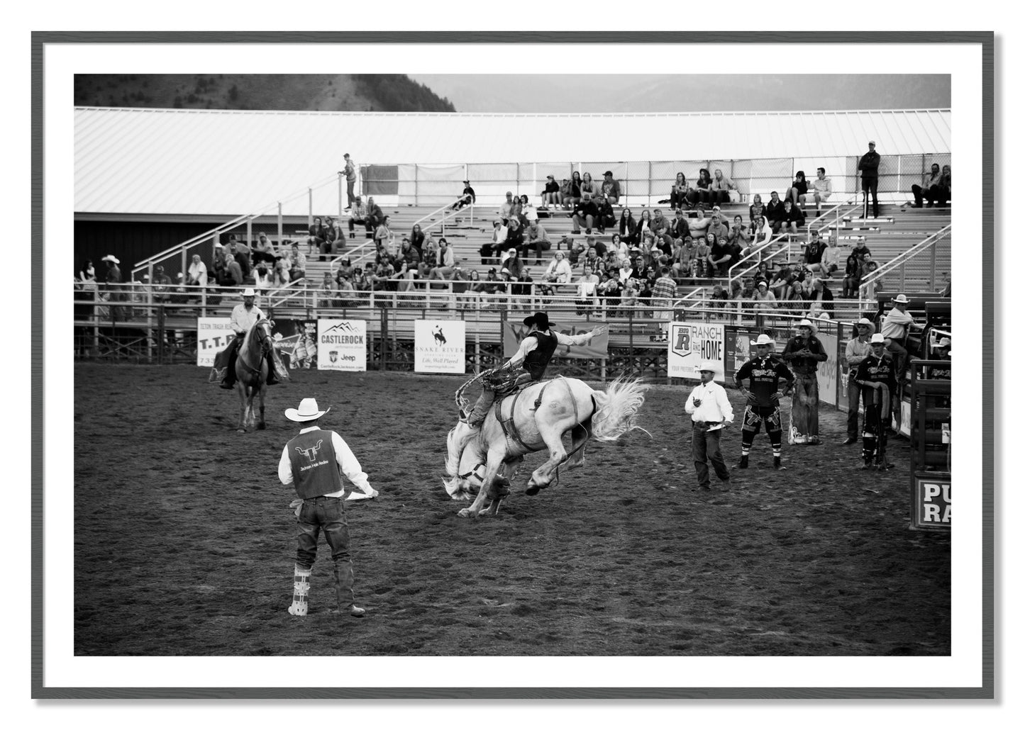 Framed photograph of United States Rodeo by Dylan Ozanich, Grey frame, Borders