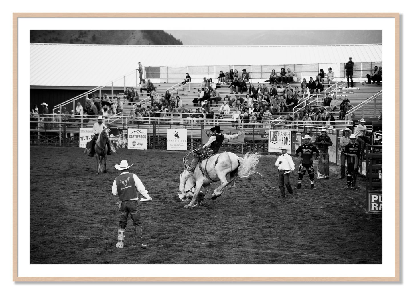 Framed photograph of United States Rodeo by Dylan Ozanich, Maple frame, Borders