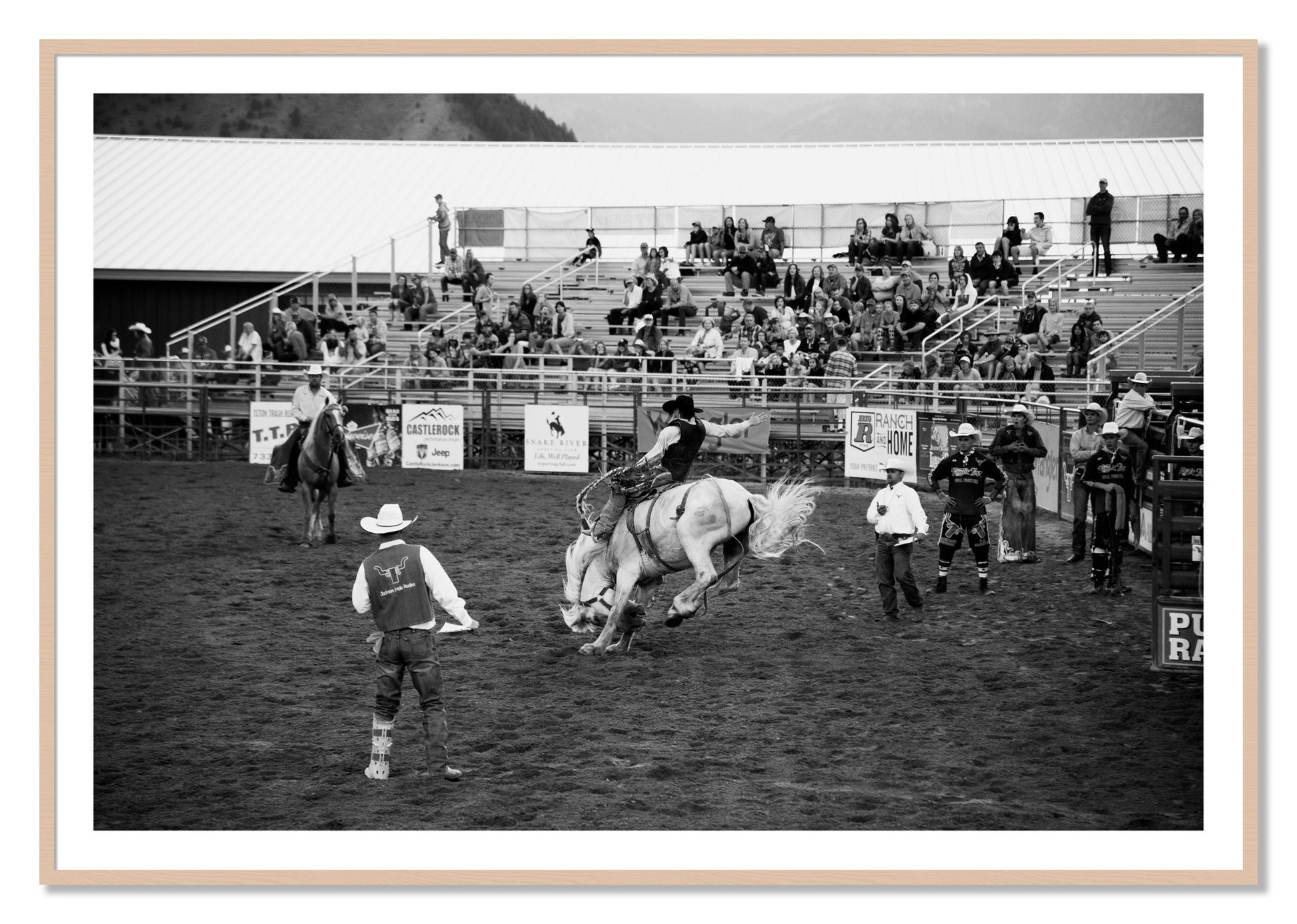 Framed photograph of United States Rodeo by Dylan Ozanich, Maple frame, Borders
