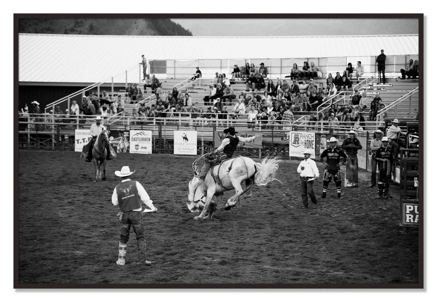 Framed photograph of United States Rodeo by Dylan Ozanich, Black Walnut frame, Full Bleed