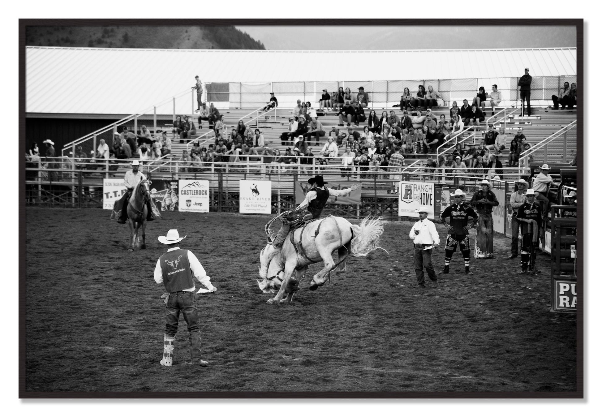 Framed photograph of United States Rodeo by Dylan Ozanich, Black Walnut frame, Full Bleed