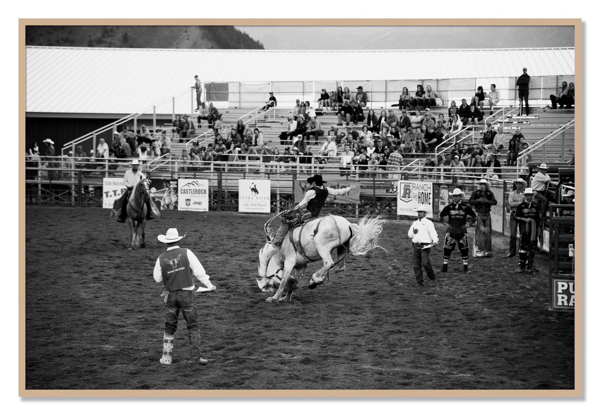 Framed photograph of United States Rodeo by Dylan Ozanich, Oak frame, Full Bleed