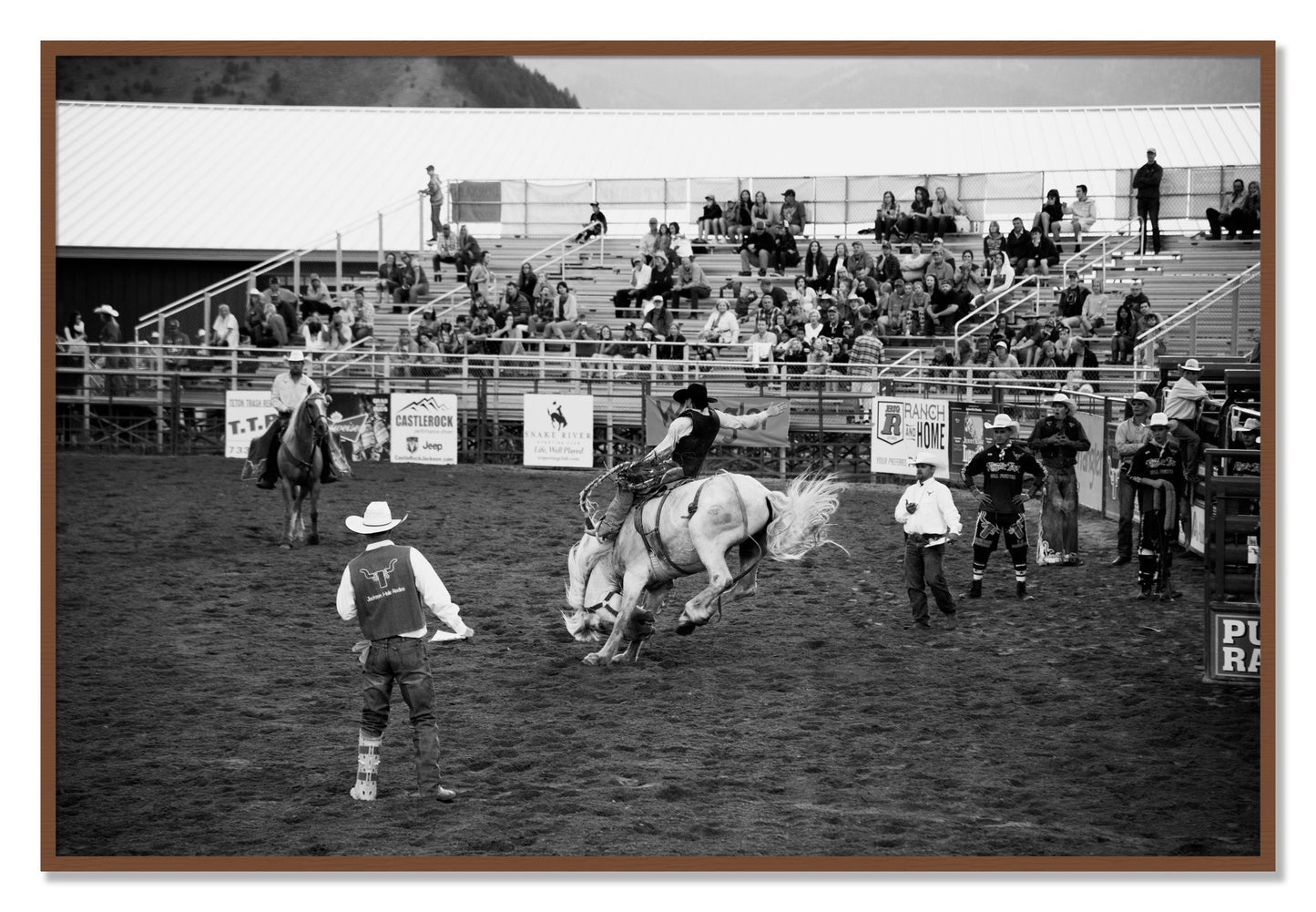 Framed photograph of United States Rodeo by Dylan Ozanich, Walnut frame, Full Bleed