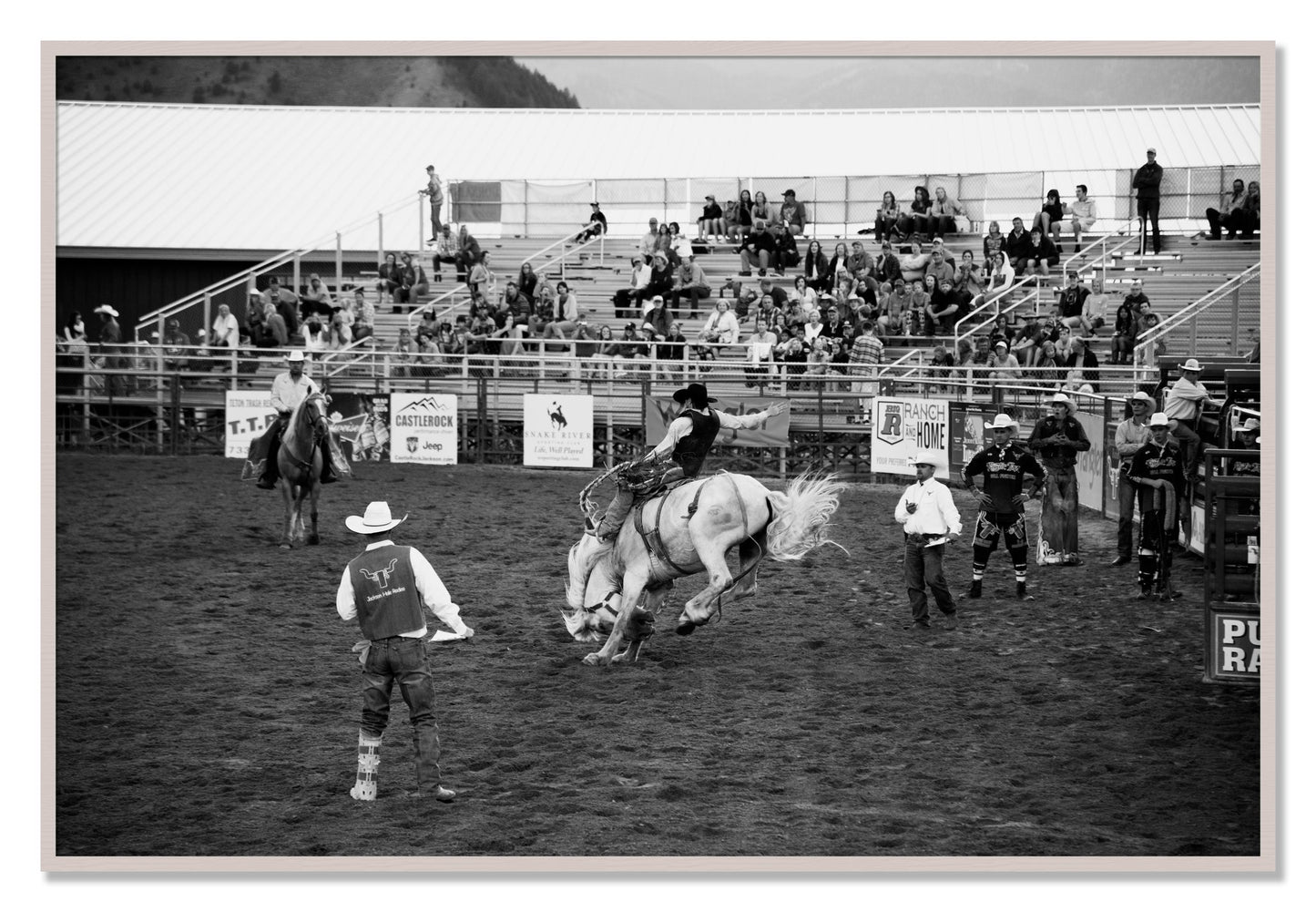 Framed photograph of United States Rodeo by Dylan Ozanich, White Maple frame, Full Bleed