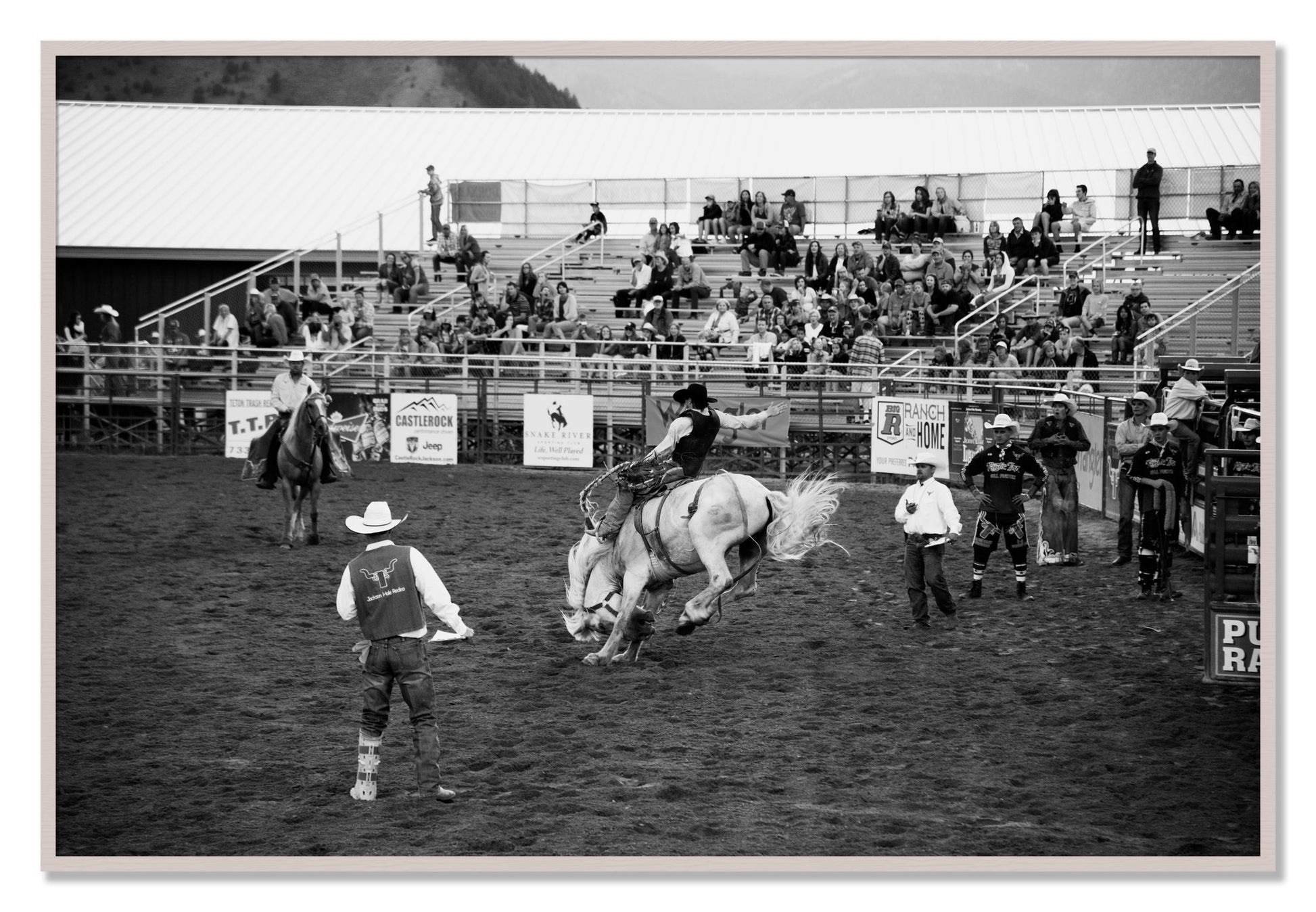 Framed photograph of United States Rodeo by Dylan Ozanich, White Maple frame, Full Bleed
