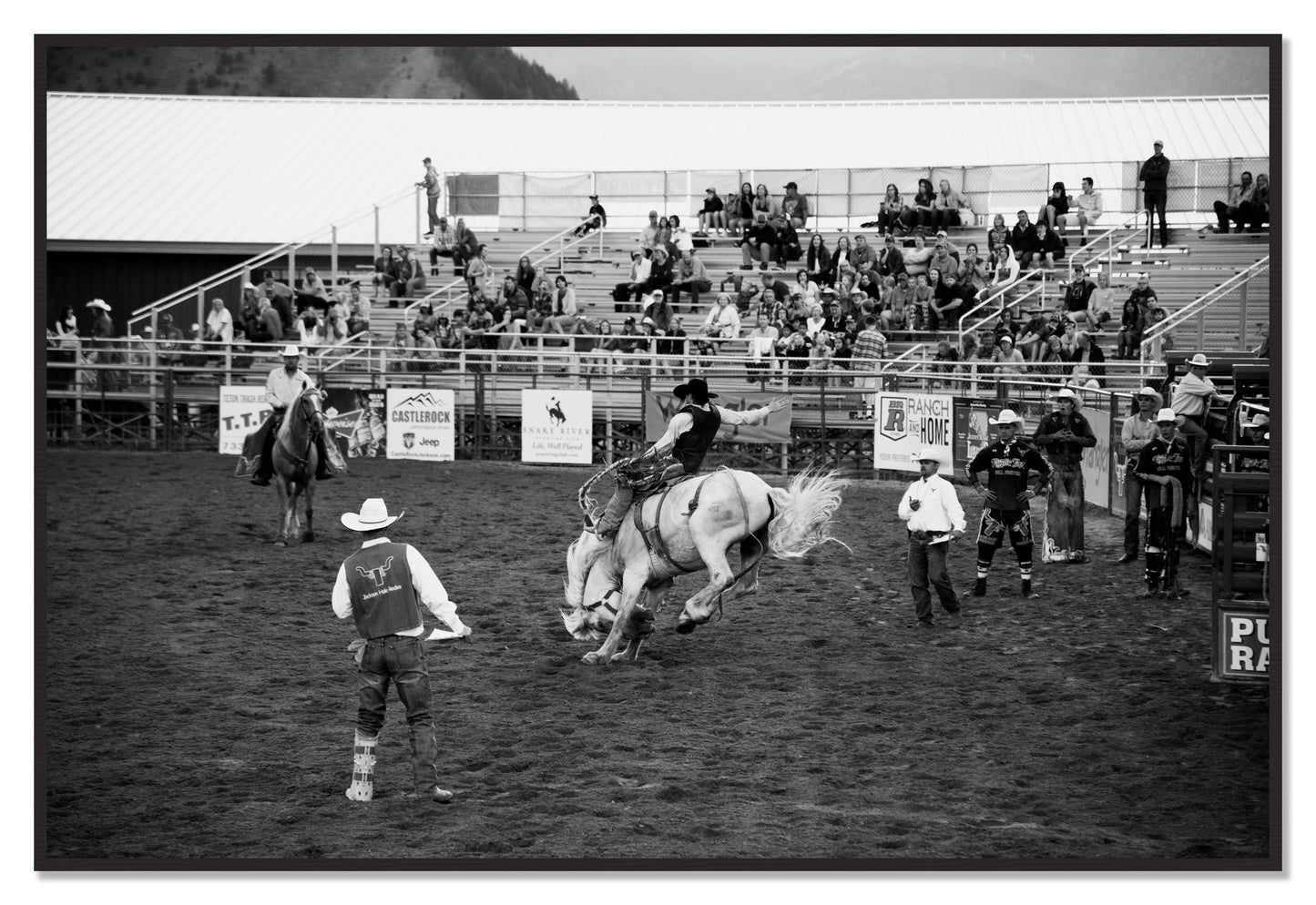 Framed photograph of United States Rodeo by Dylan Ozanich, Black Walnut frame, Full Bleed