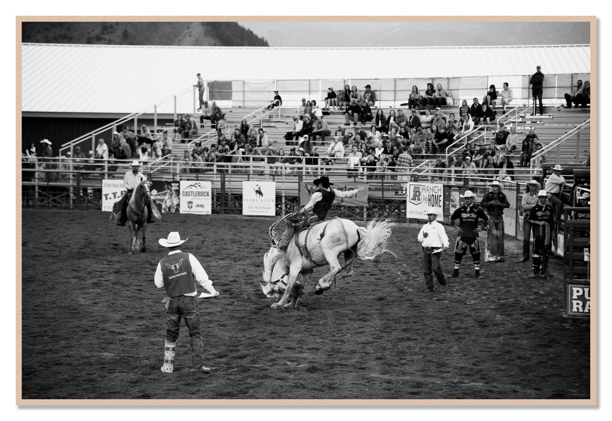 Framed photograph of United States Rodeo by Dylan Ozanich, Maple frame, Full Bleed