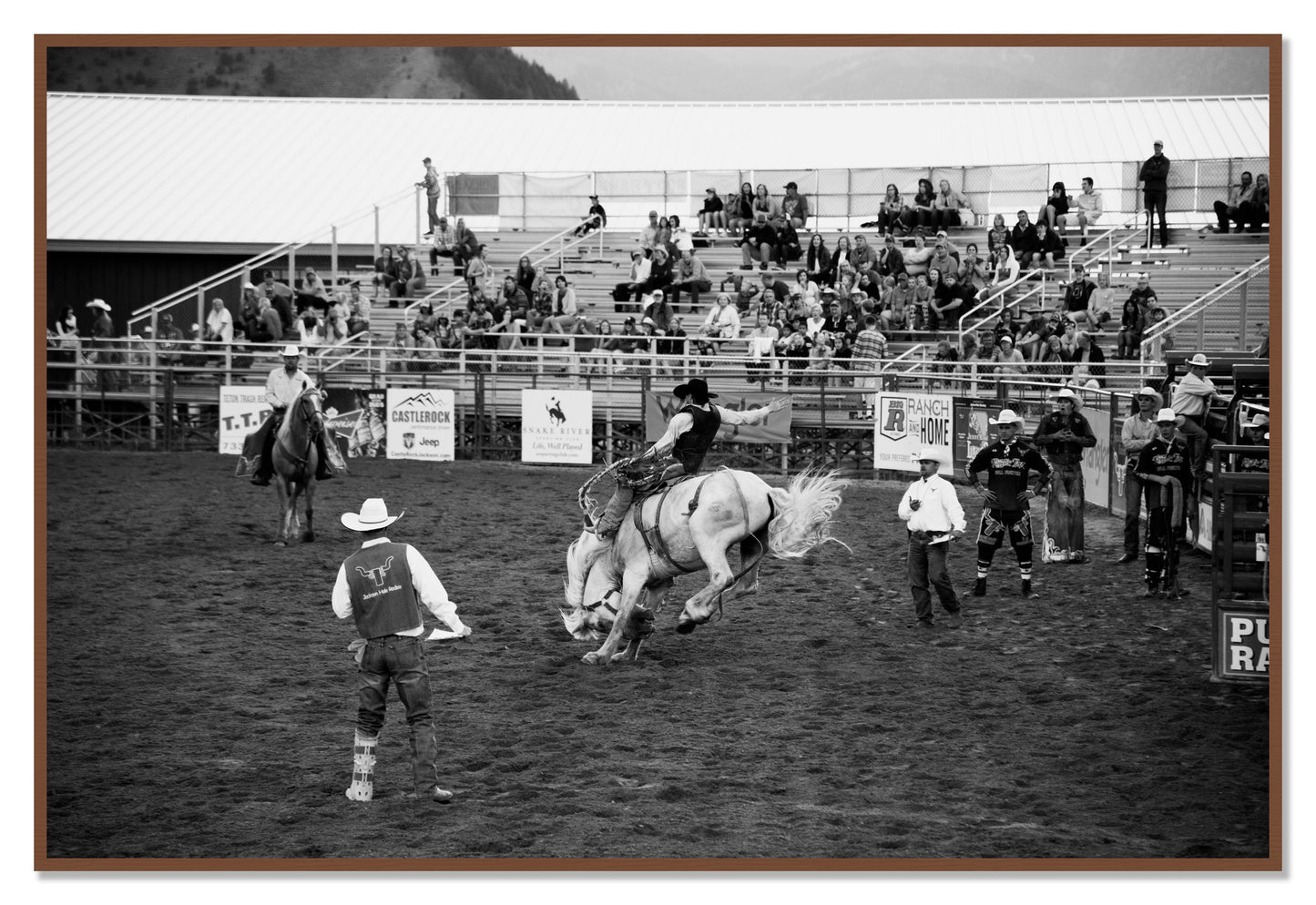 Framed photograph of United States Rodeo by Dylan Ozanich, Walnut frame, Full Bleed