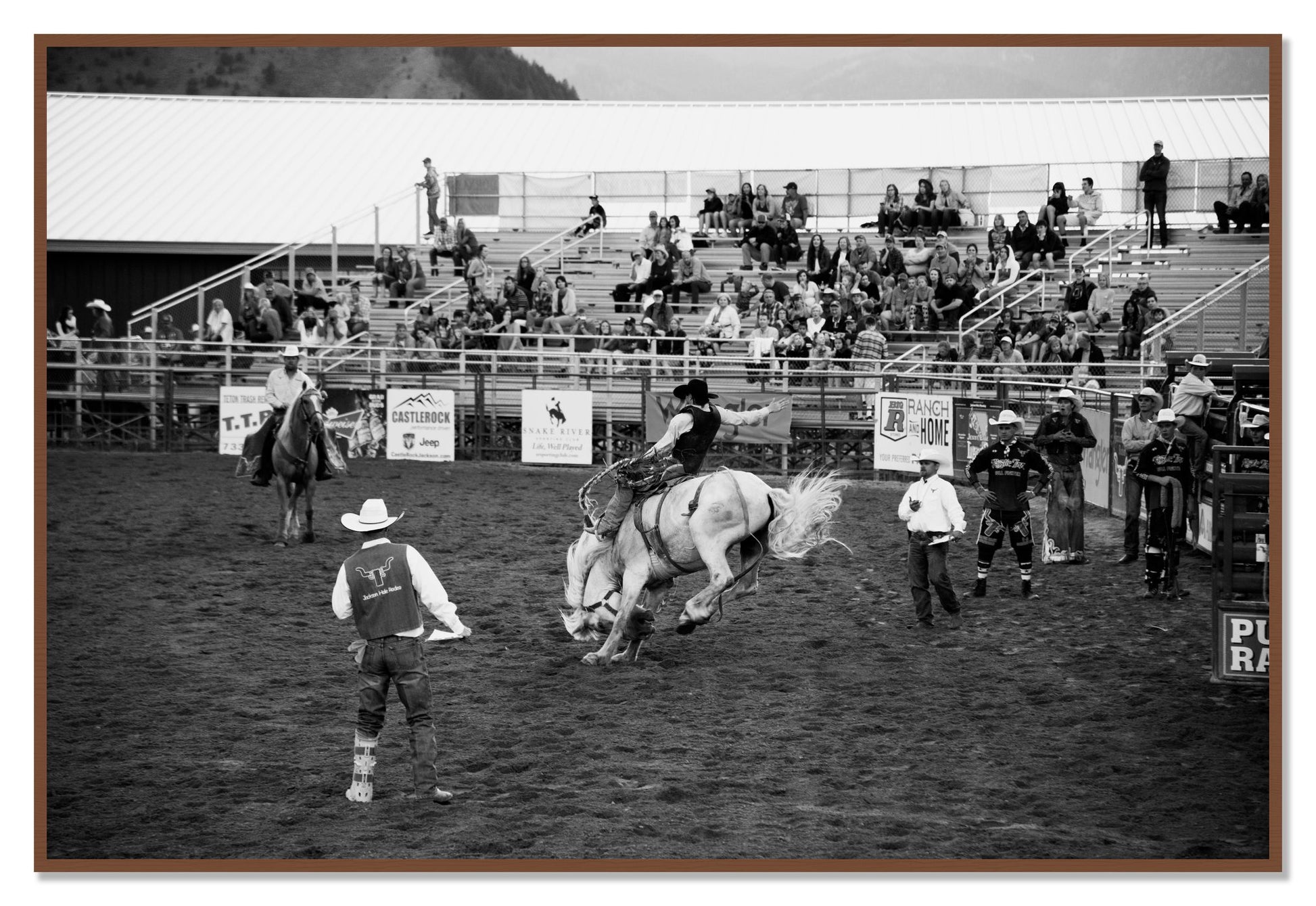 Framed photograph of United States Rodeo by Dylan Ozanich, Walnut frame, Full Bleed
