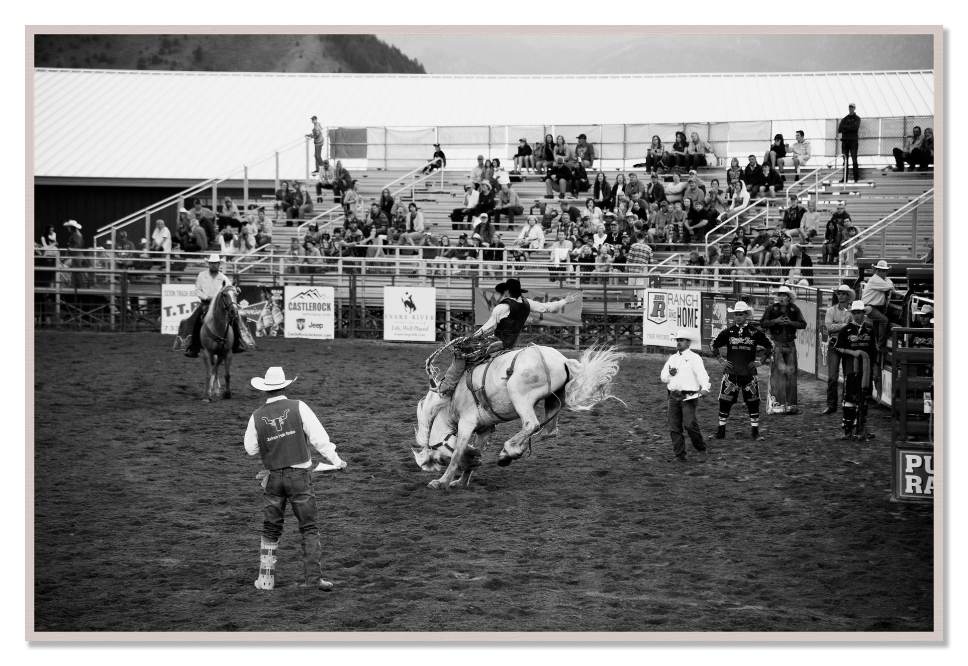 Framed photograph of United States Rodeo by Dylan Ozanich, White Maple frame, Full Bleed