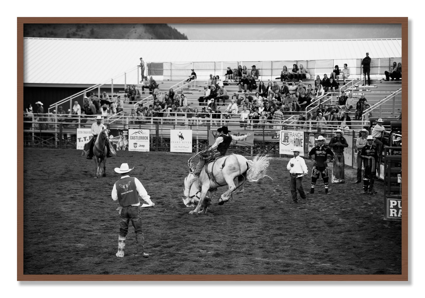 Framed photograph of United States Rodeo by Dylan Ozanich, Walnut frame, Full Bleed