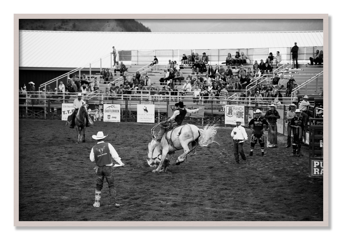 Framed photograph of United States Rodeo by Dylan Ozanich, White Maple frame, Full Bleed