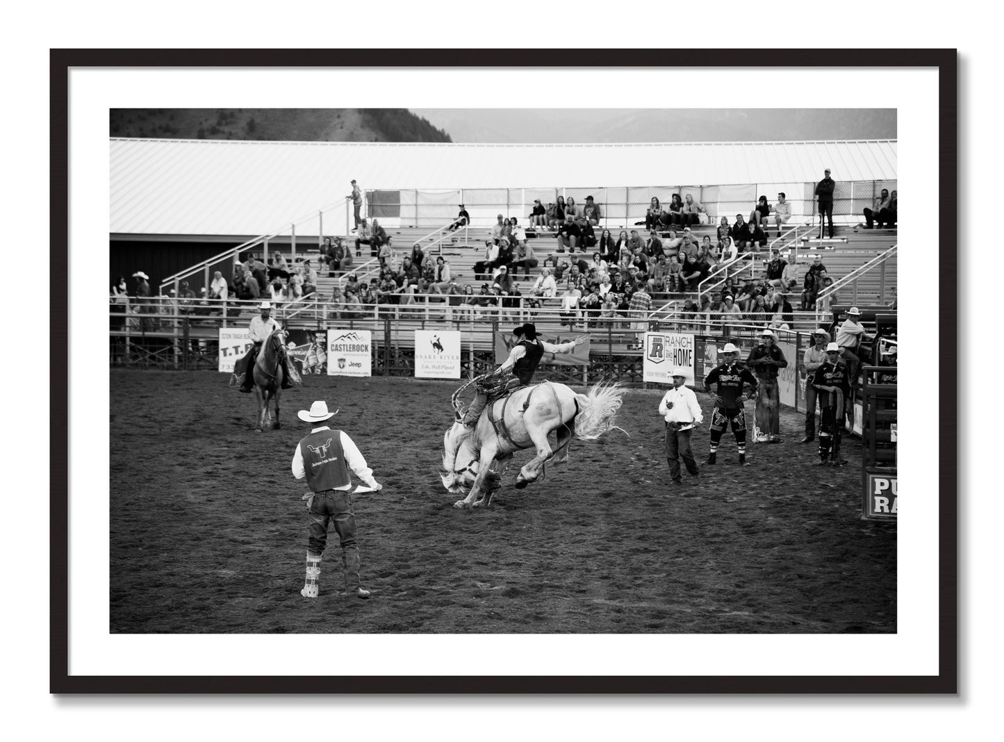 Framed photograph of United States Rodeo by Dylan Ozanich, Black Walnut frame, Borders