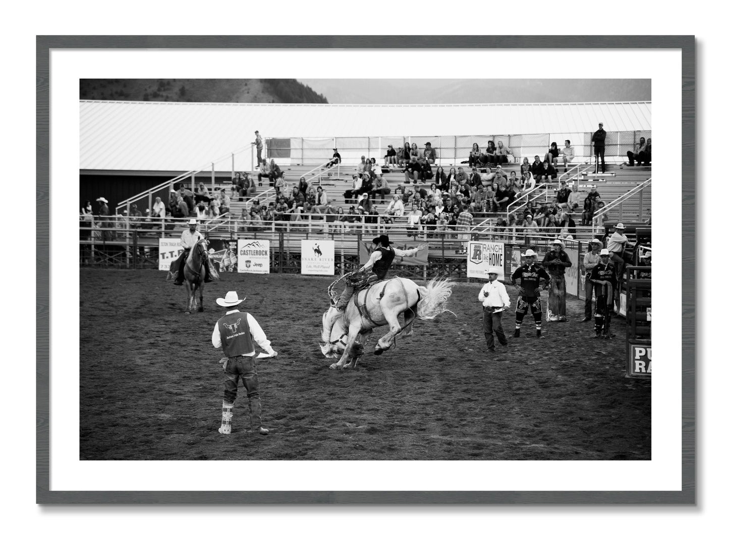Framed photograph of United States Rodeo by Dylan Ozanich, Grey frame, Borders