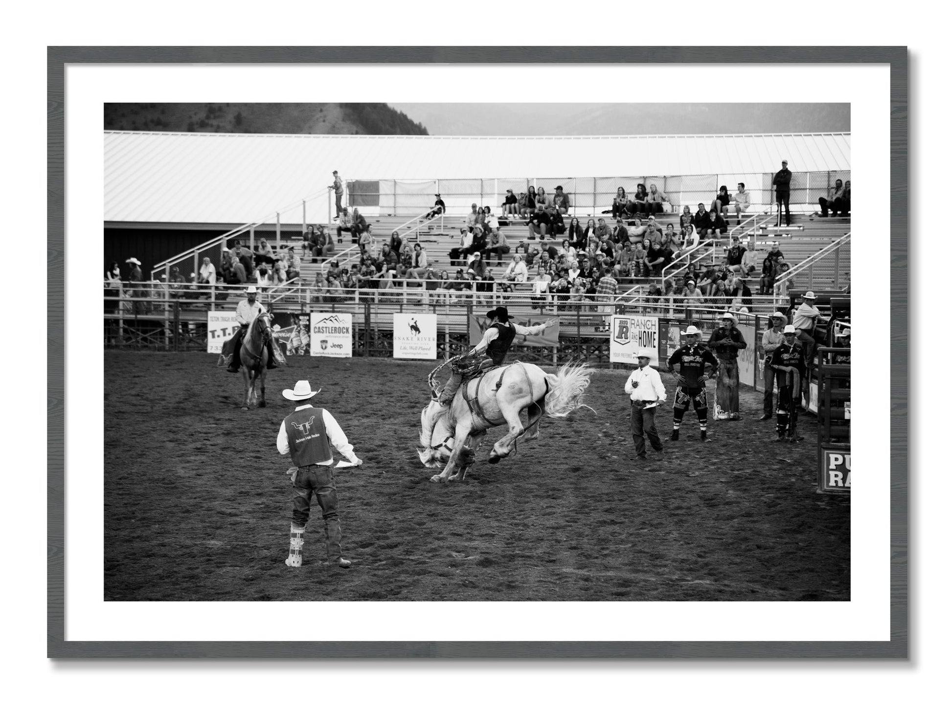 Framed photograph of United States Rodeo by Dylan Ozanich, Grey frame, Borders