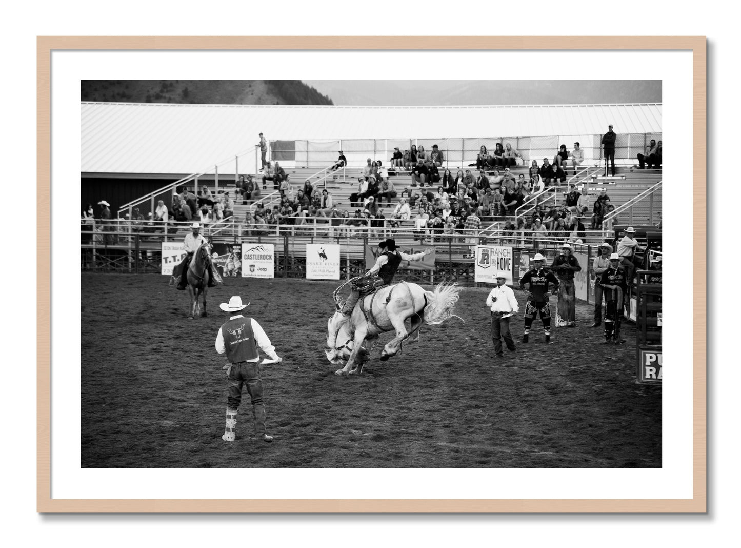 Framed photograph of United States Rodeo by Dylan Ozanich, Maple frame, Borders