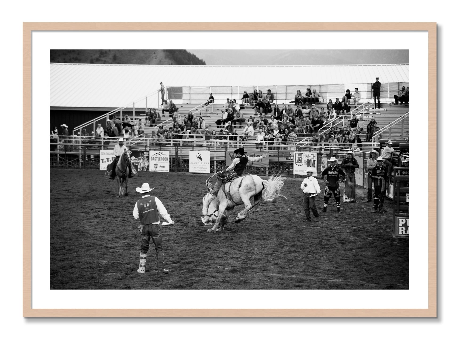 Framed photograph of United States Rodeo by Dylan Ozanich, Maple frame, Borders