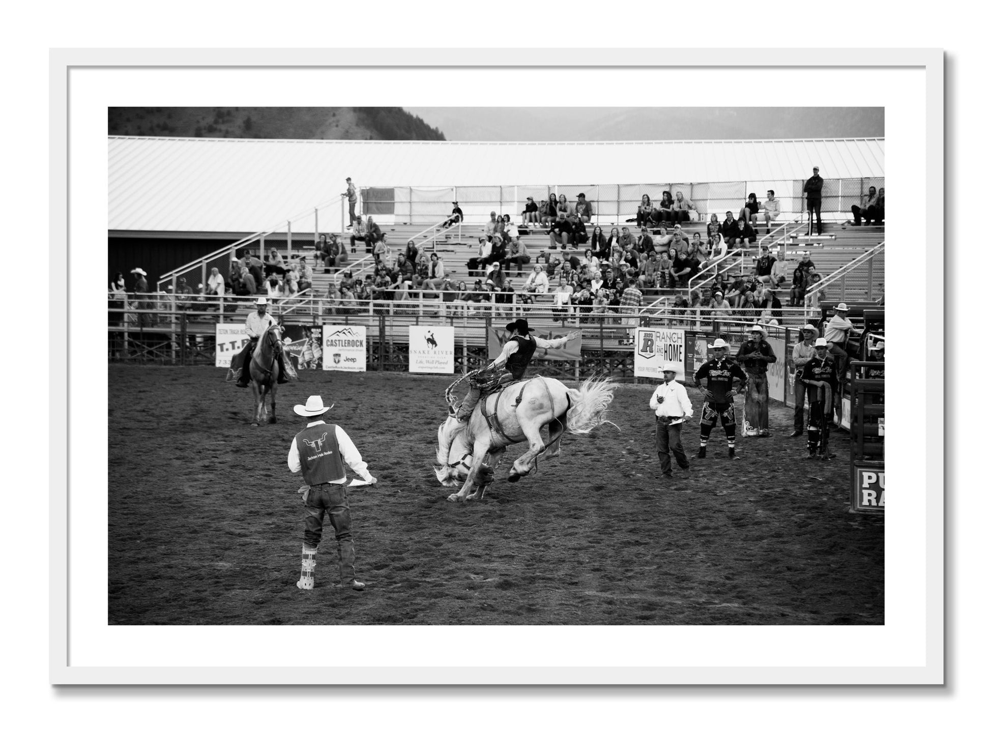 Framed photograph of United States Rodeo by Dylan Ozanich, White frame, Borders