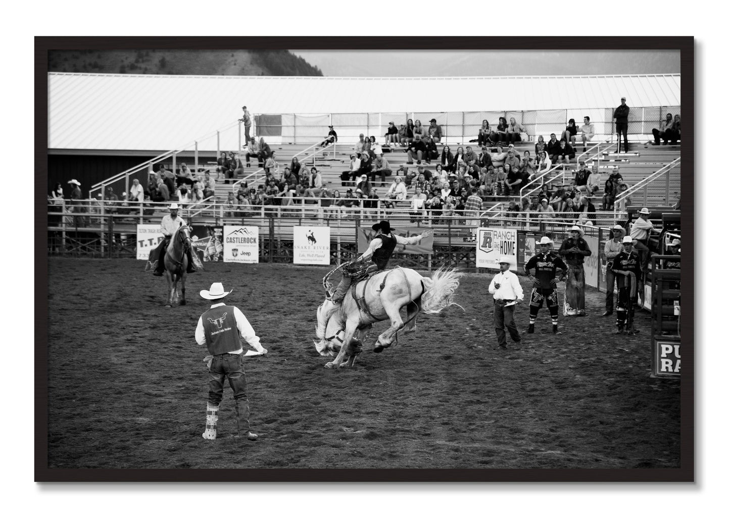 Framed photograph of United States Rodeo by Dylan Ozanich, Black Walnut frame, Full Bleed