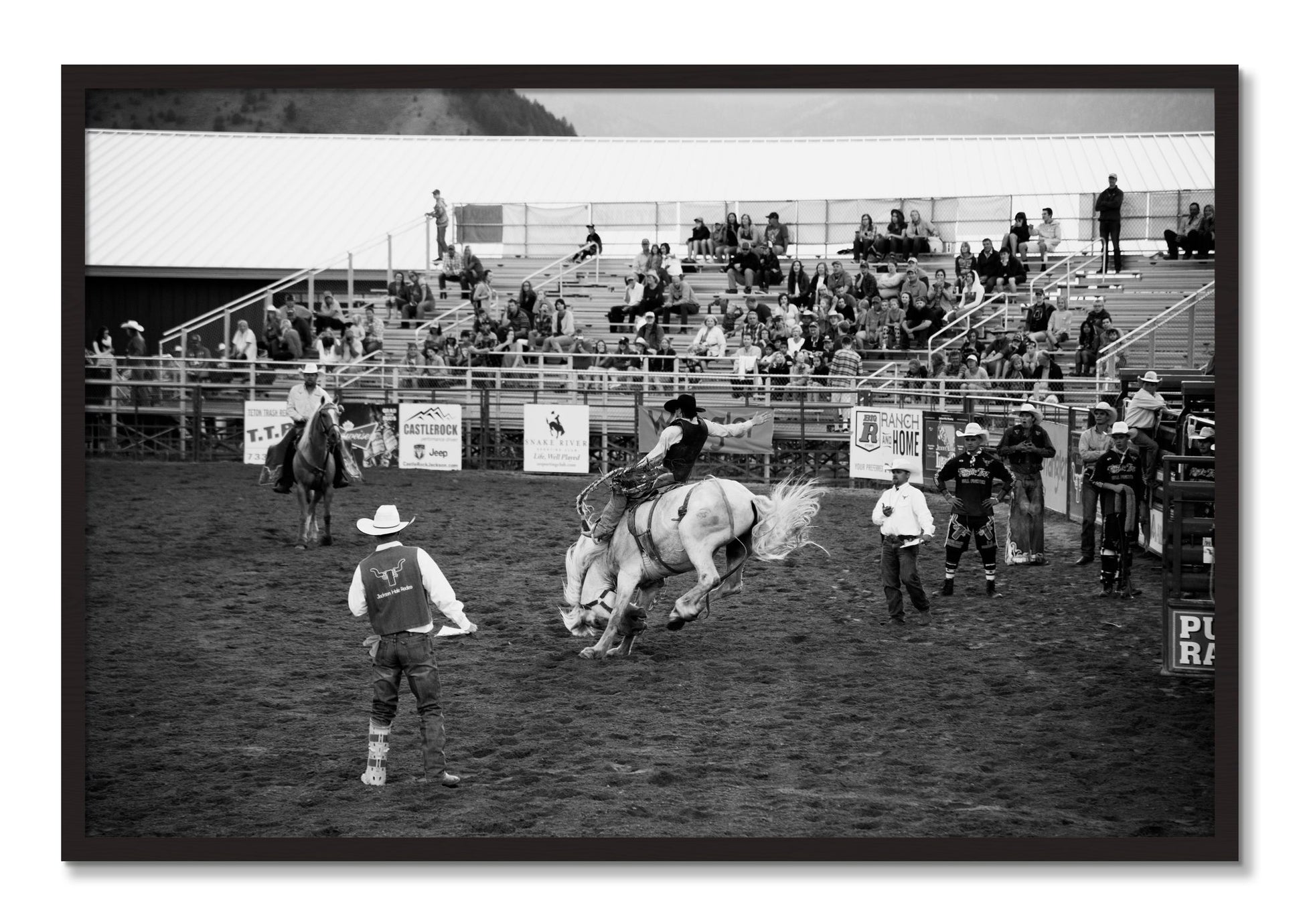 Framed photograph of United States Rodeo by Dylan Ozanich, Black Walnut frame, Full Bleed