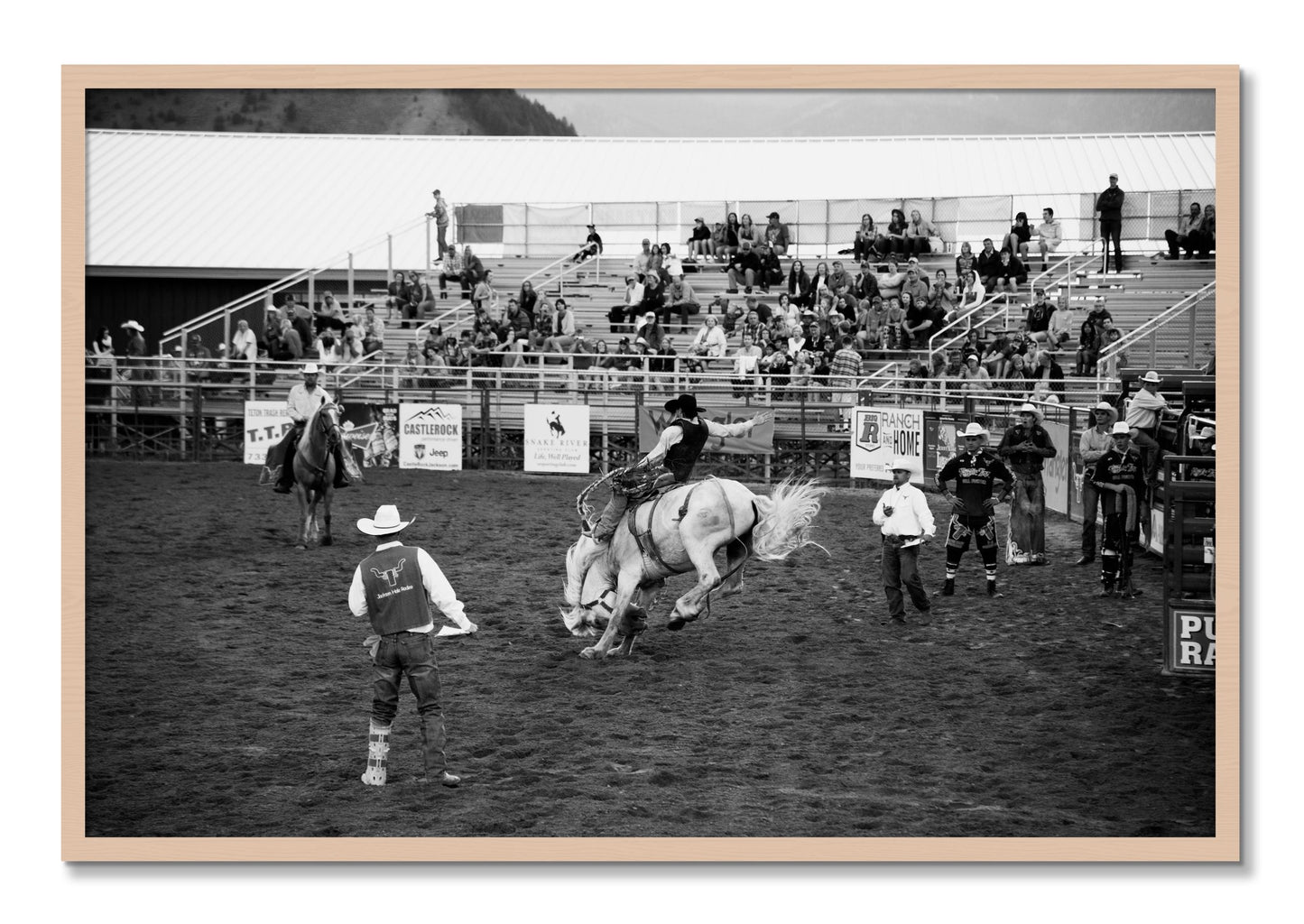 Framed photograph of United States Rodeo by Dylan Ozanich, Maple frame, Full Bleed