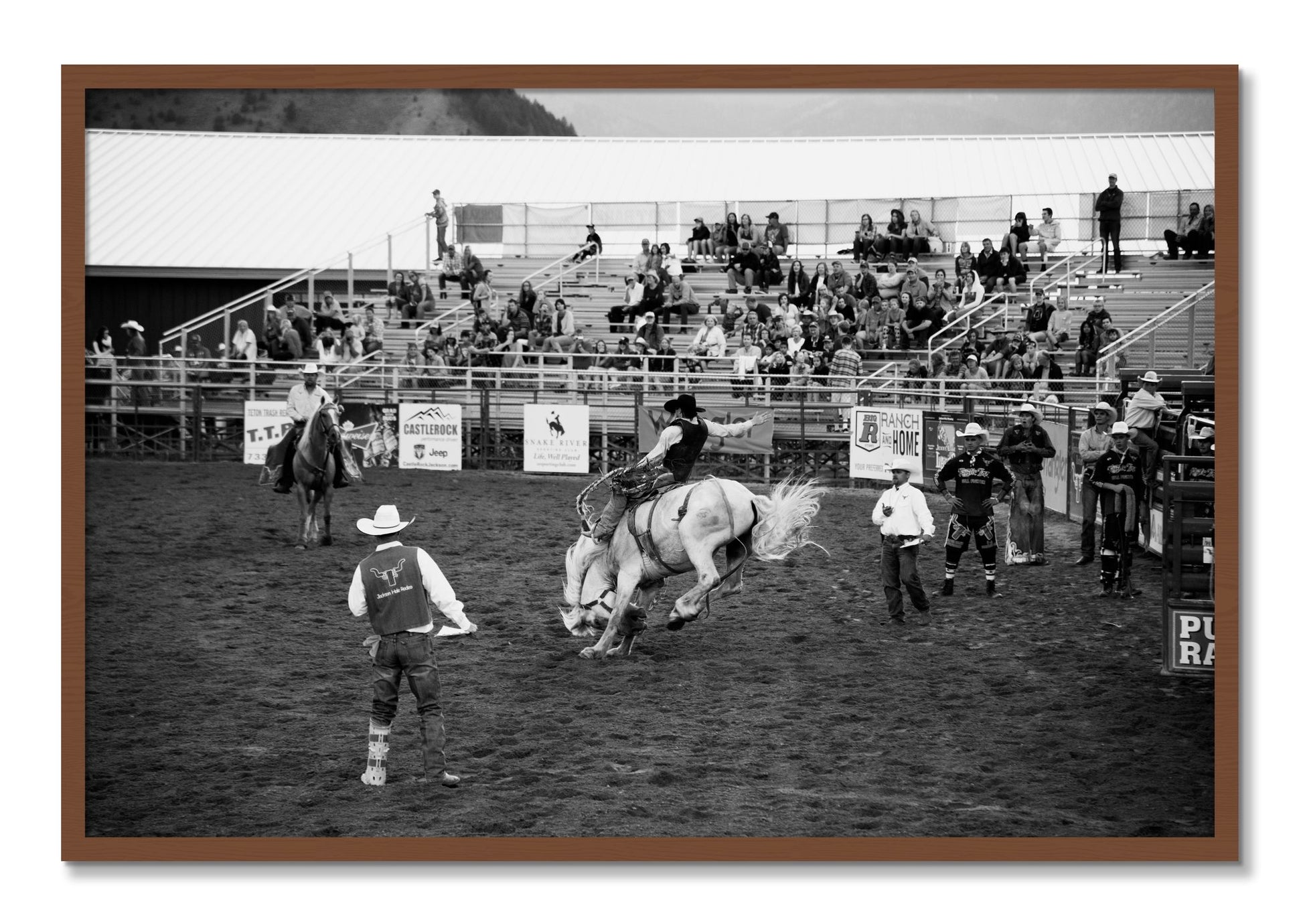Framed photograph of United States Rodeo by Dylan Ozanich, Walnut frame, Full Bleed