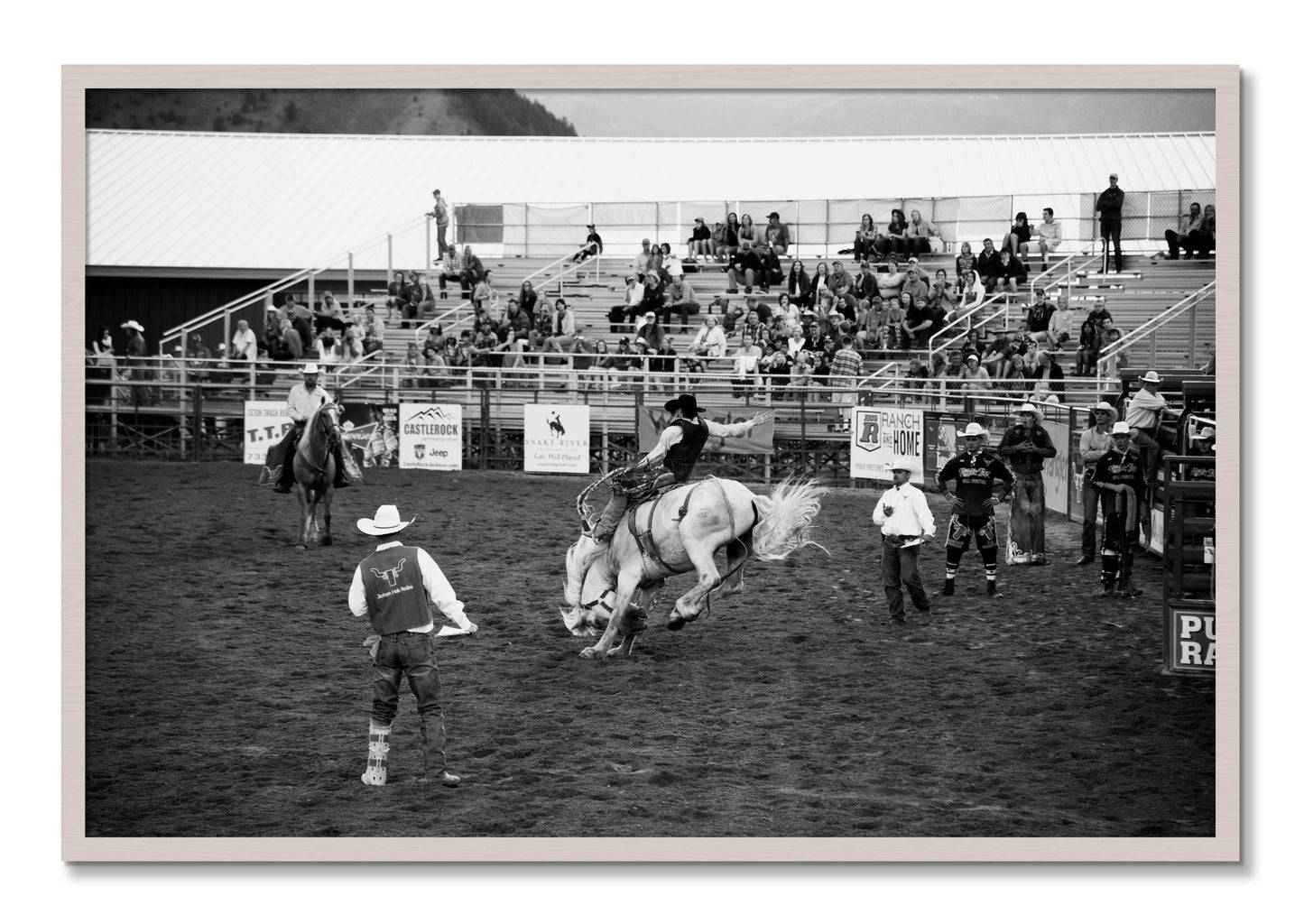 Framed photograph of United States Rodeo by Dylan Ozanich, White Maple frame, Full Bleed
