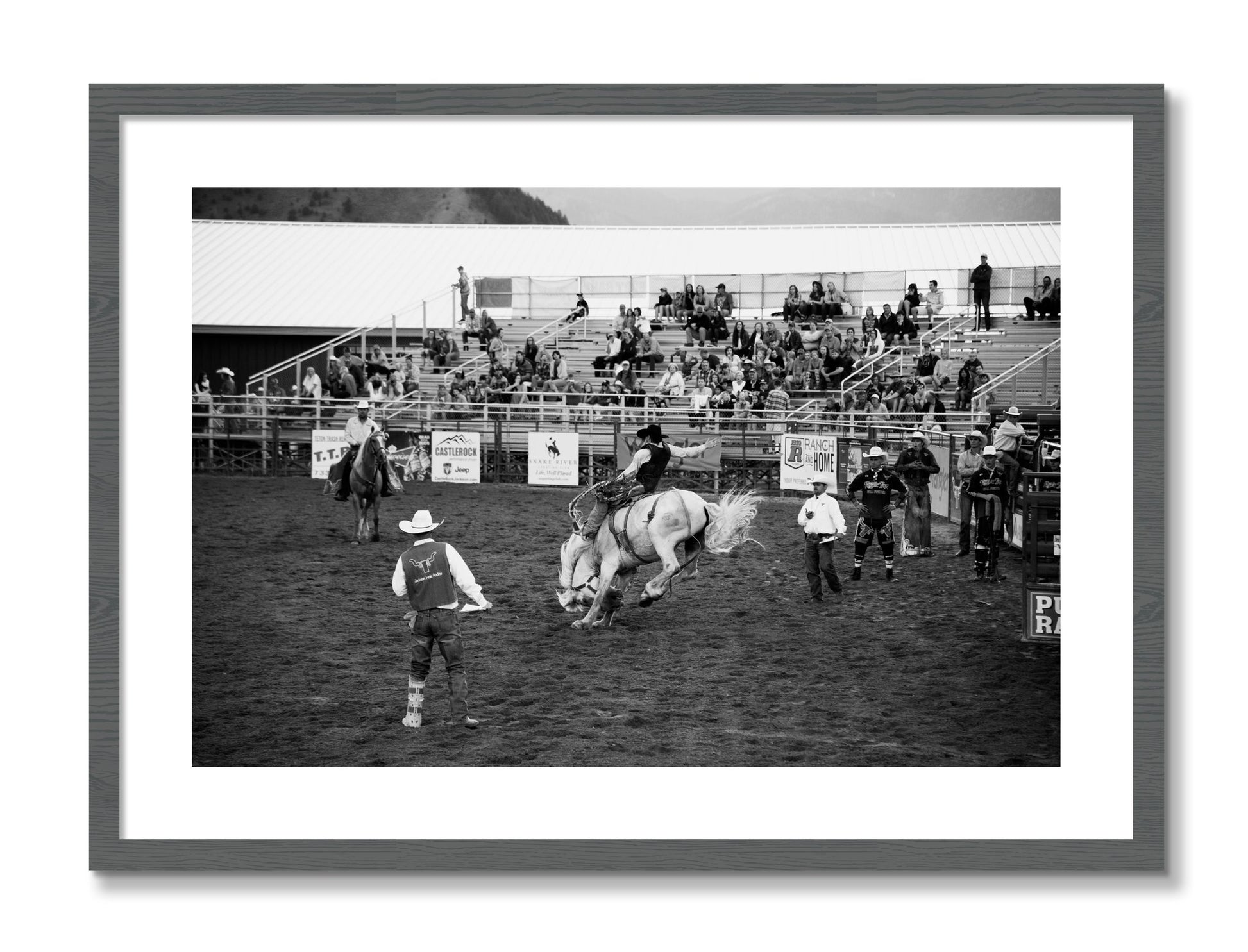 Framed photograph of United States Rodeo by Dylan Ozanich, Grey frame, Borders