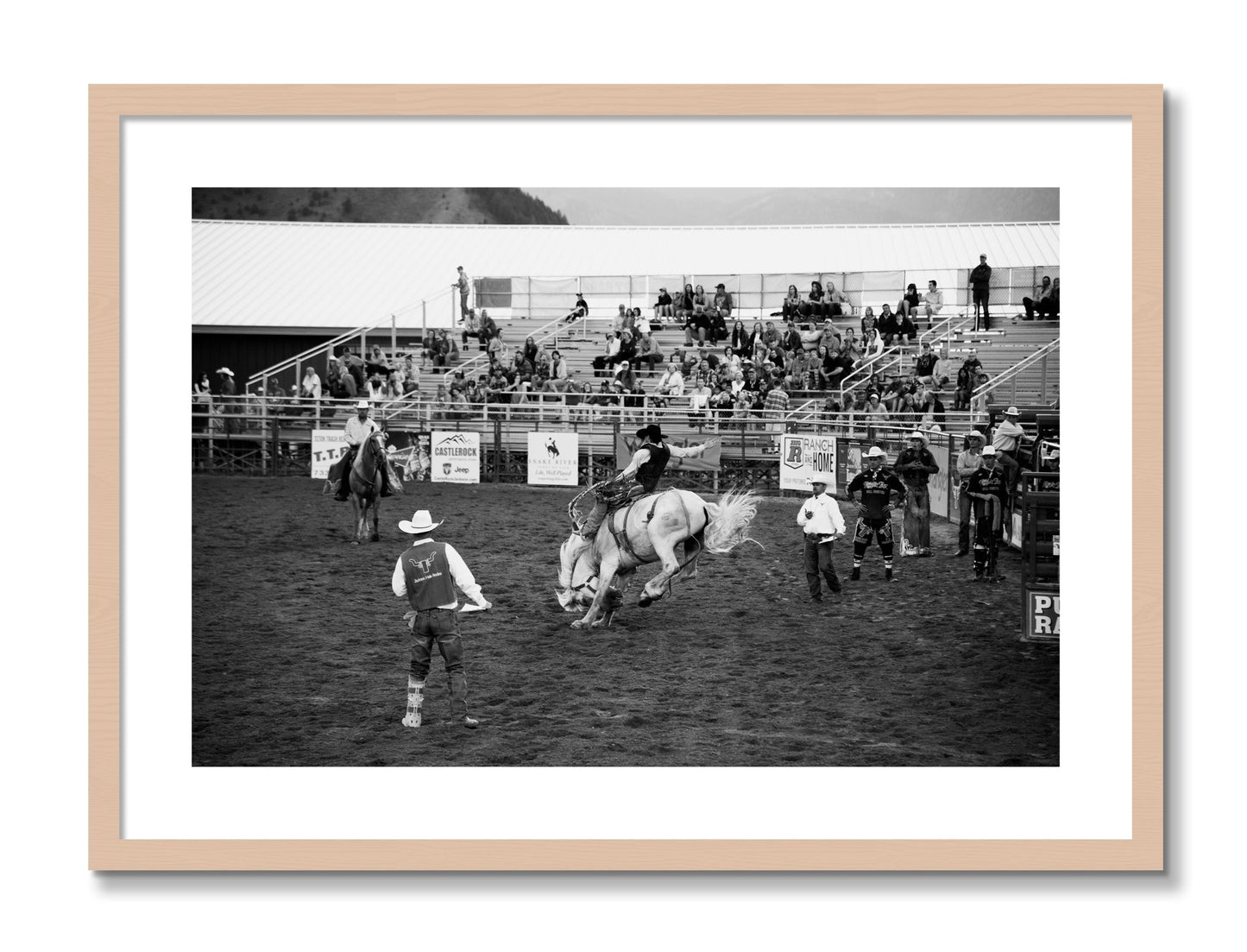 Framed photograph of United States Rodeo by Dylan Ozanich, Maple frame, Borders