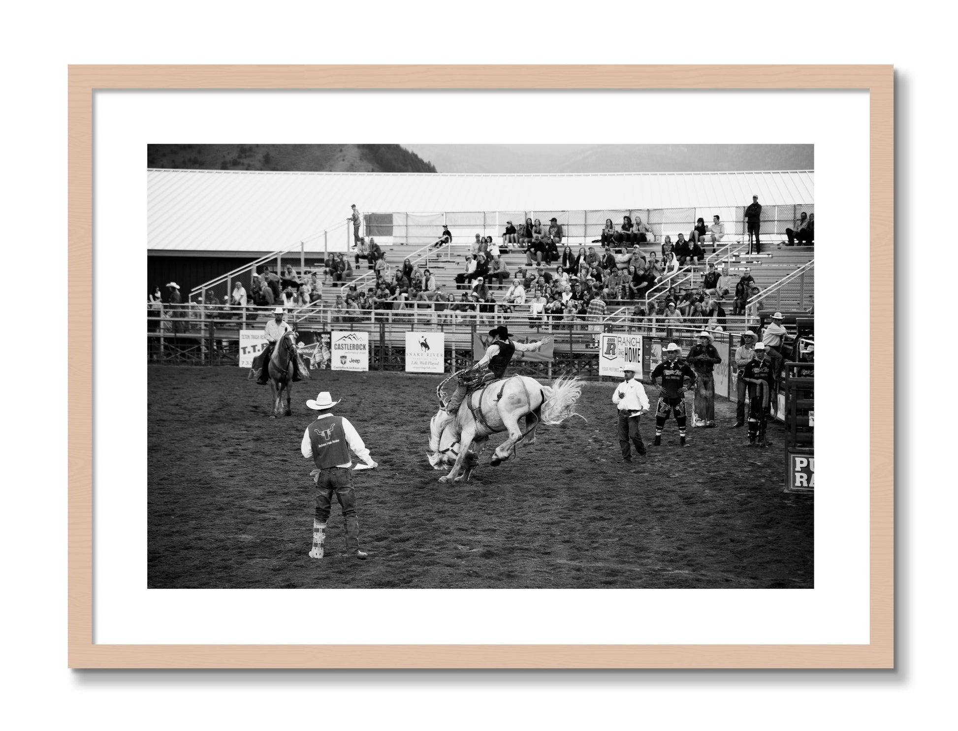 Framed photograph of United States Rodeo by Dylan Ozanich, Maple frame, Borders