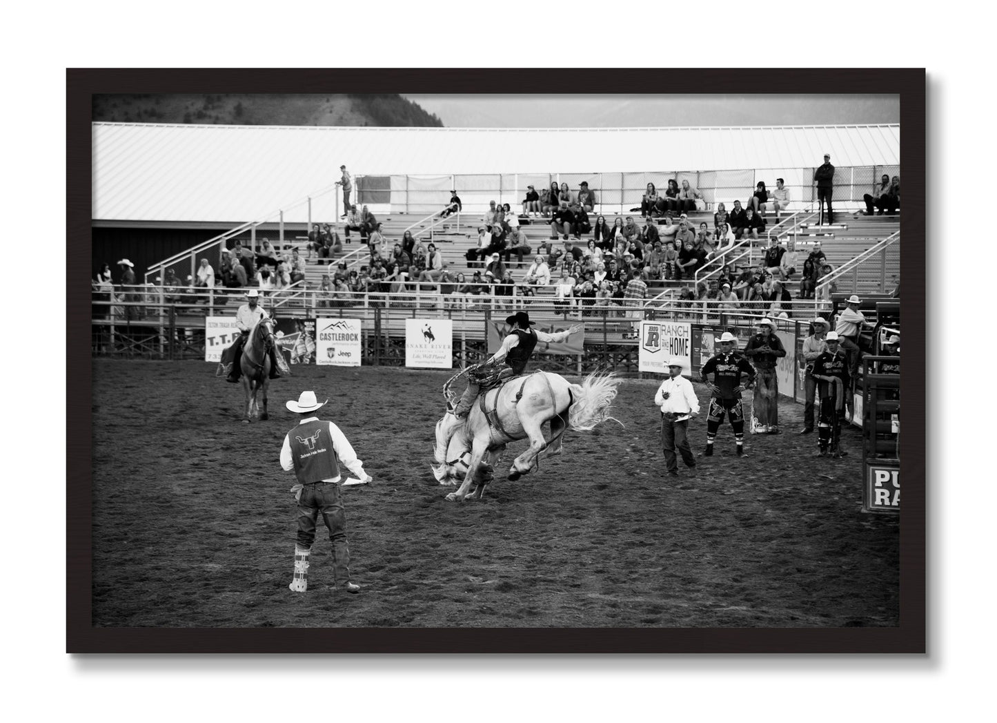 Framed photograph of United States Rodeo by Dylan Ozanich, Black Walnut frame, Full Bleed
