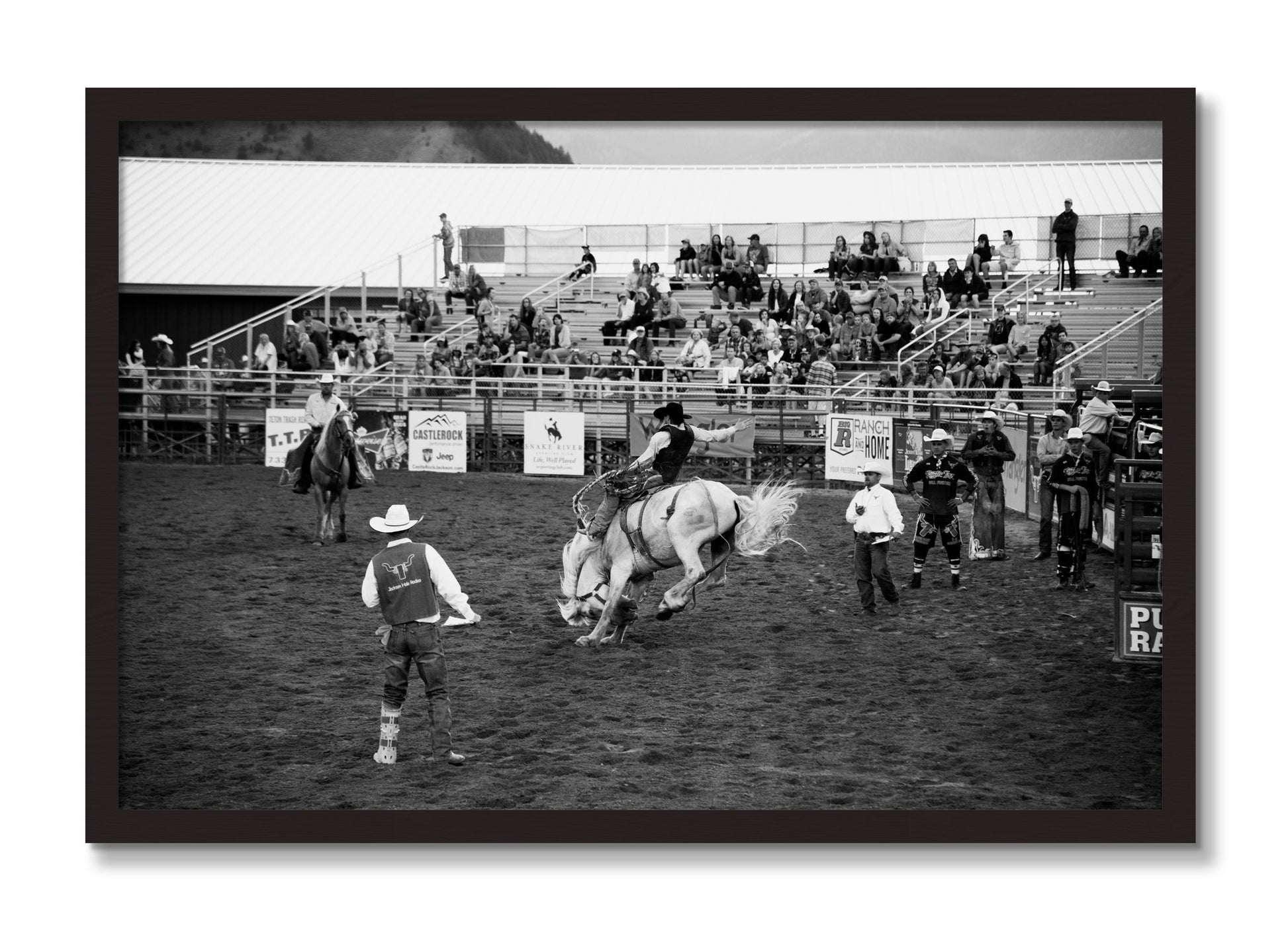 Framed photograph of United States Rodeo by Dylan Ozanich, Black Walnut frame, Full Bleed