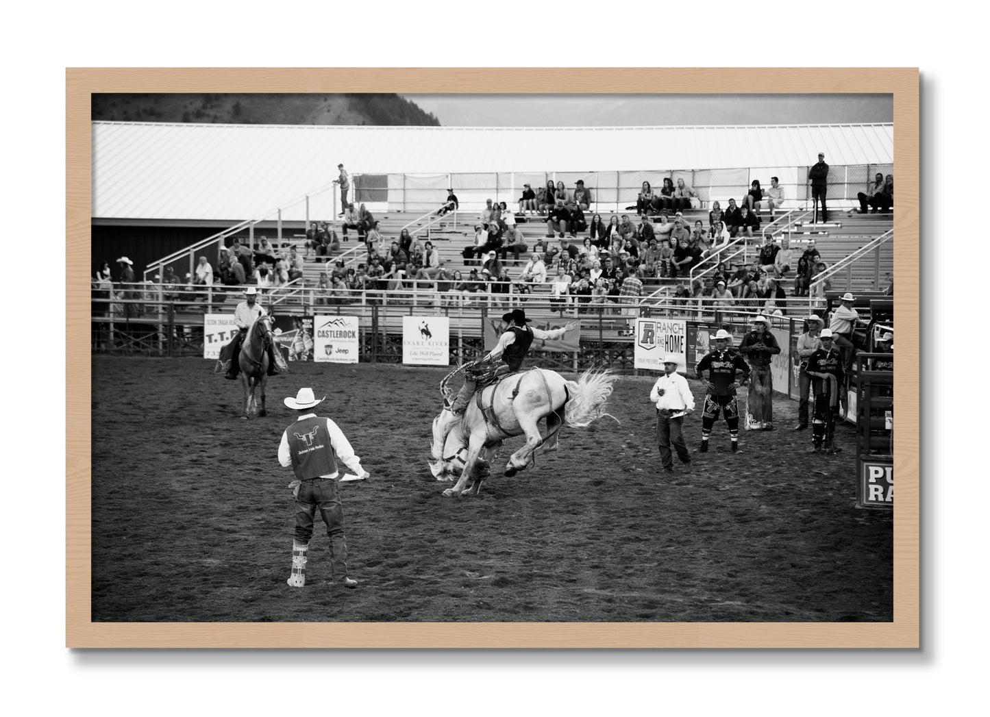 Framed photograph of United States Rodeo by Dylan Ozanich, Oak frame, Full Bleed