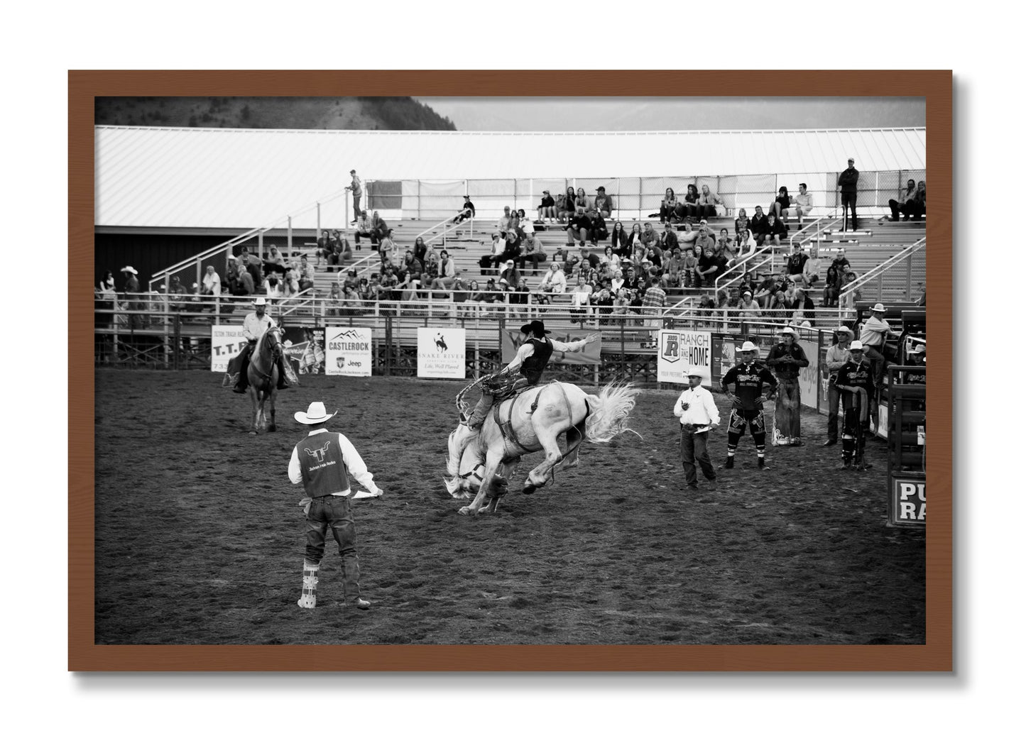 Framed photograph of United States Rodeo by Dylan Ozanich, Walnut frame, Full Bleed