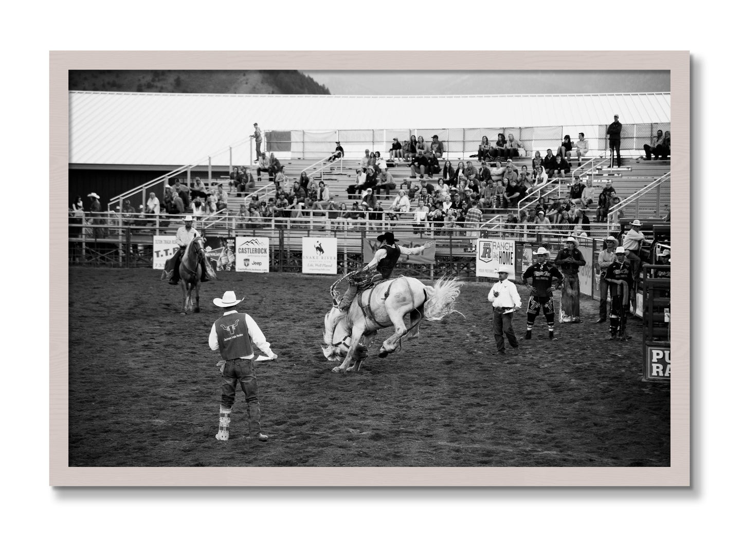 Framed photograph of United States Rodeo by Dylan Ozanich, White Maple frame, Full Bleed