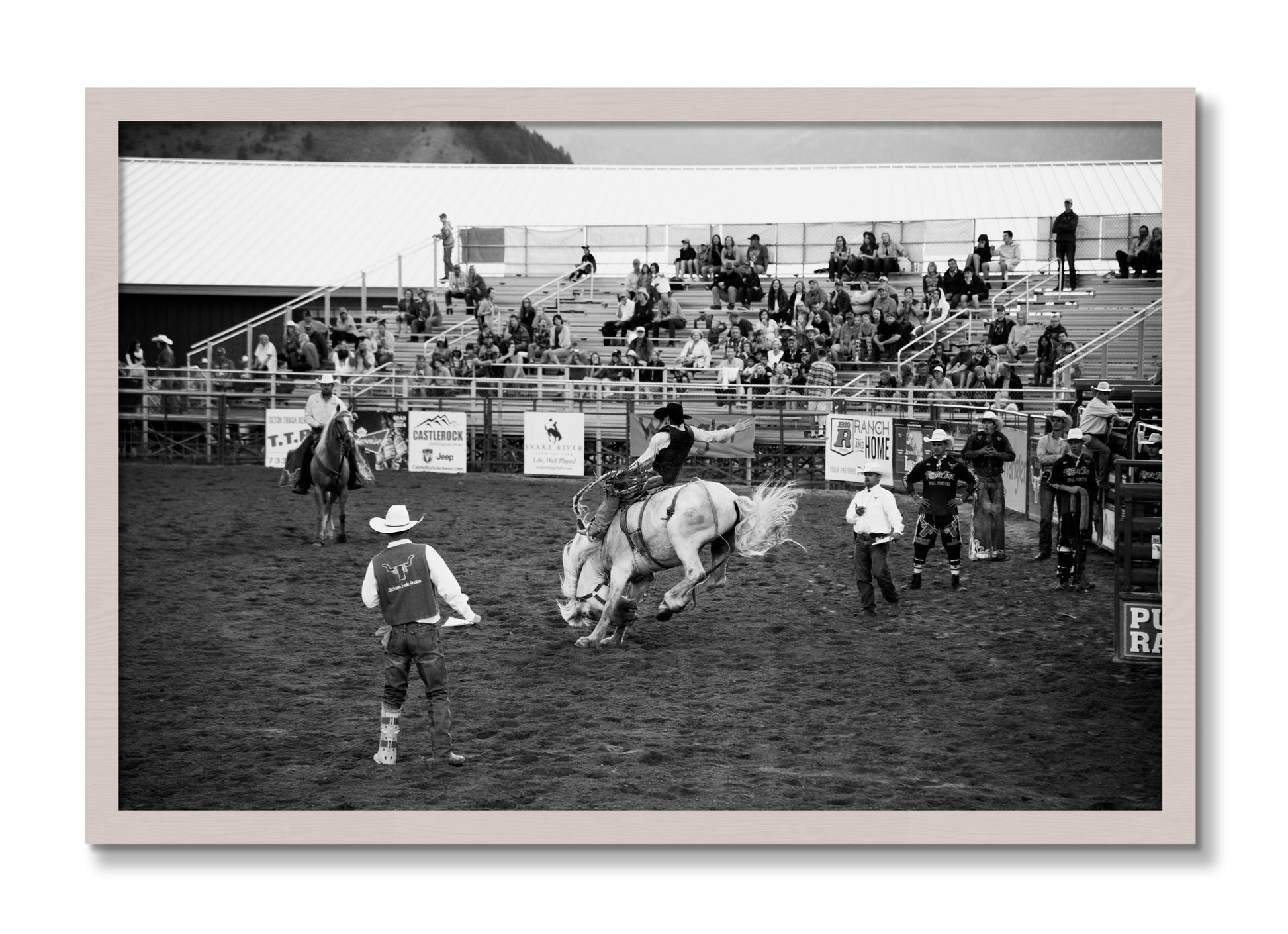 Framed photograph of United States Rodeo by Dylan Ozanich, White Maple frame, Full Bleed