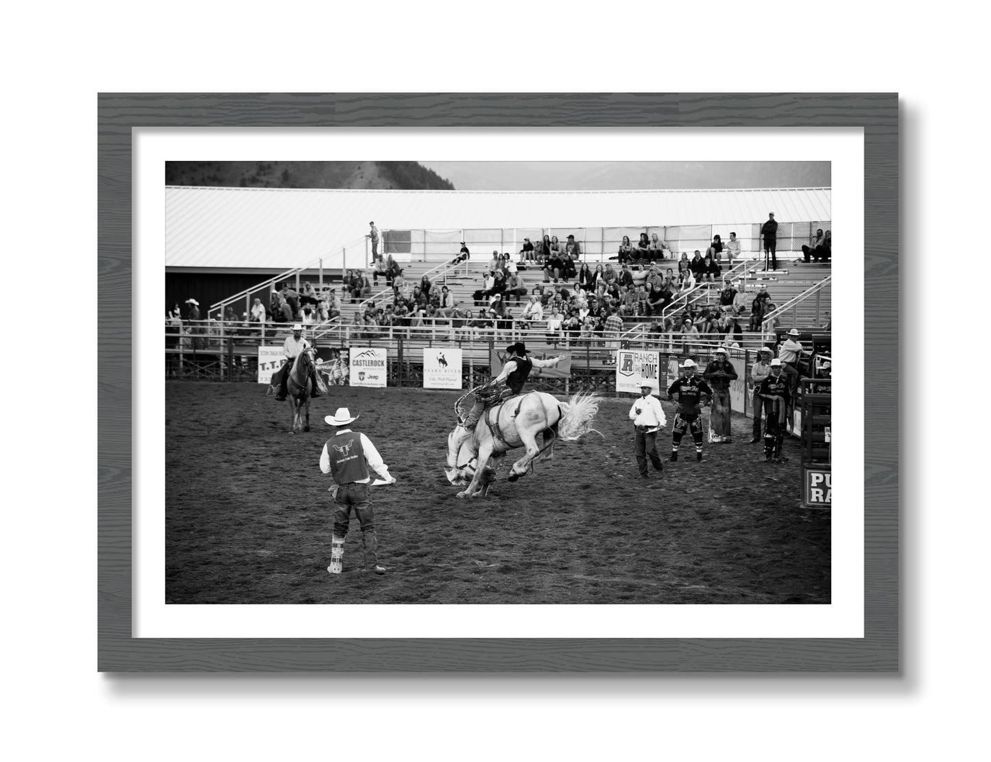 Framed photograph of United States Rodeo by Dylan Ozanich, Grey frame, Borders