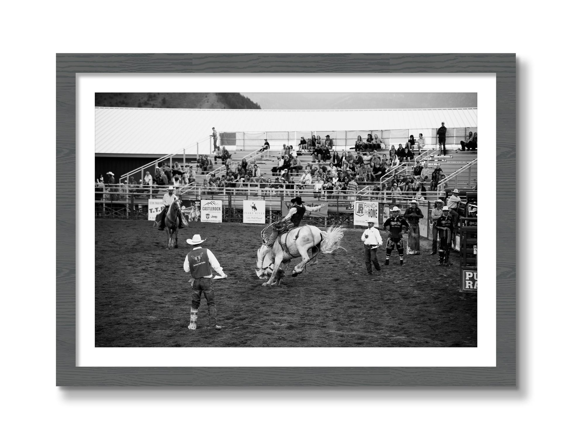 Framed photograph of United States Rodeo by Dylan Ozanich, Grey frame, Borders