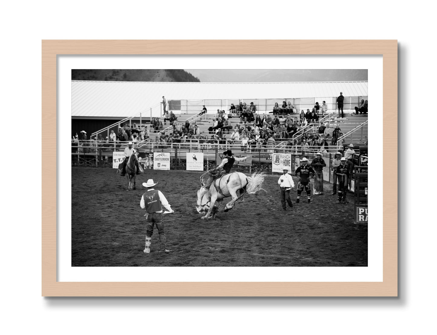 Framed photograph of United States Rodeo by Dylan Ozanich, Maple frame, Borders