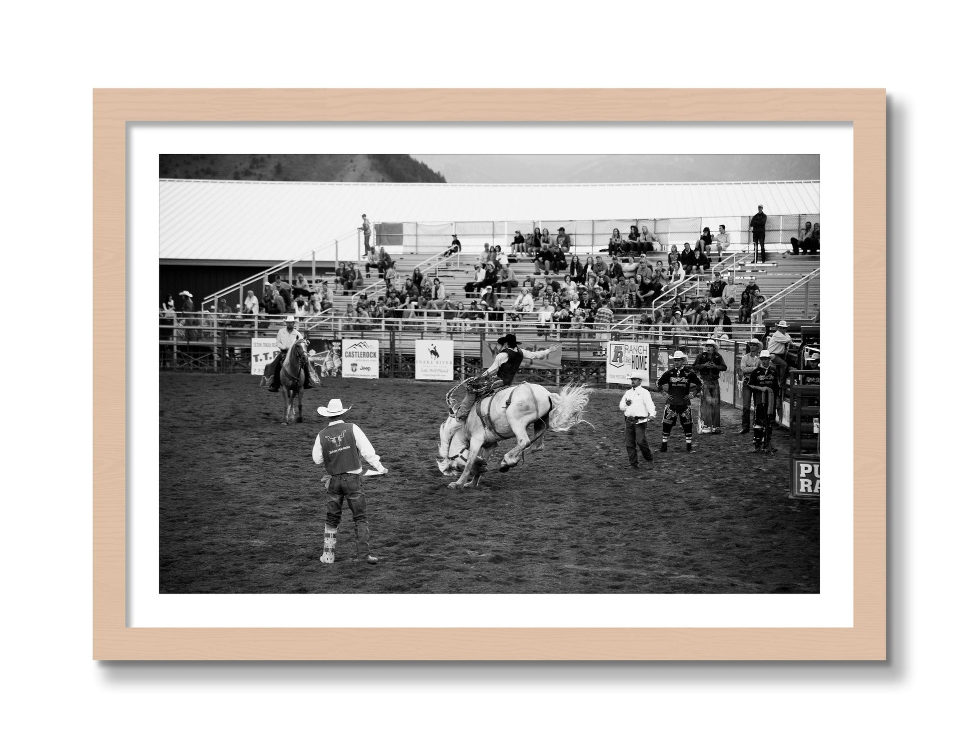 Framed photograph of United States Rodeo by Dylan Ozanich, Maple frame, Borders