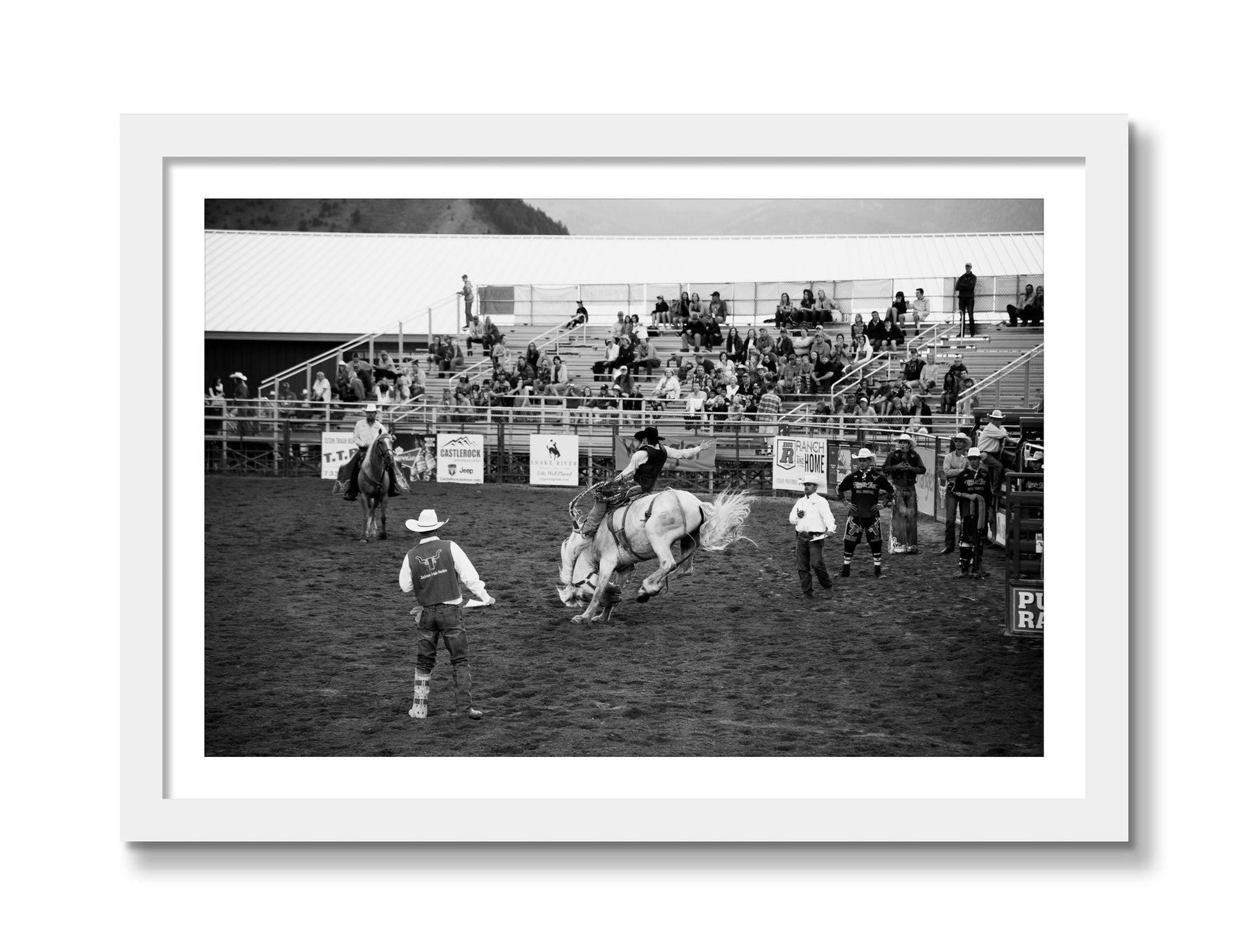 Framed photograph of United States Rodeo by Dylan Ozanich, White frame, Borders