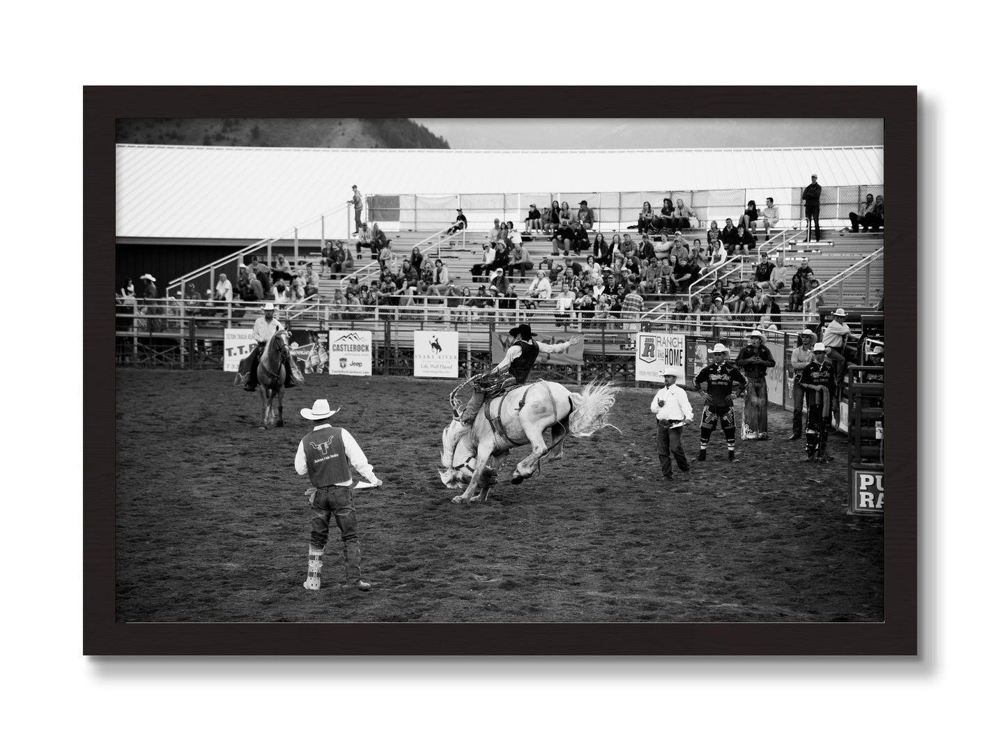 Framed photograph of United States Rodeo by Dylan Ozanich, Black Walnut frame, Full Bleed