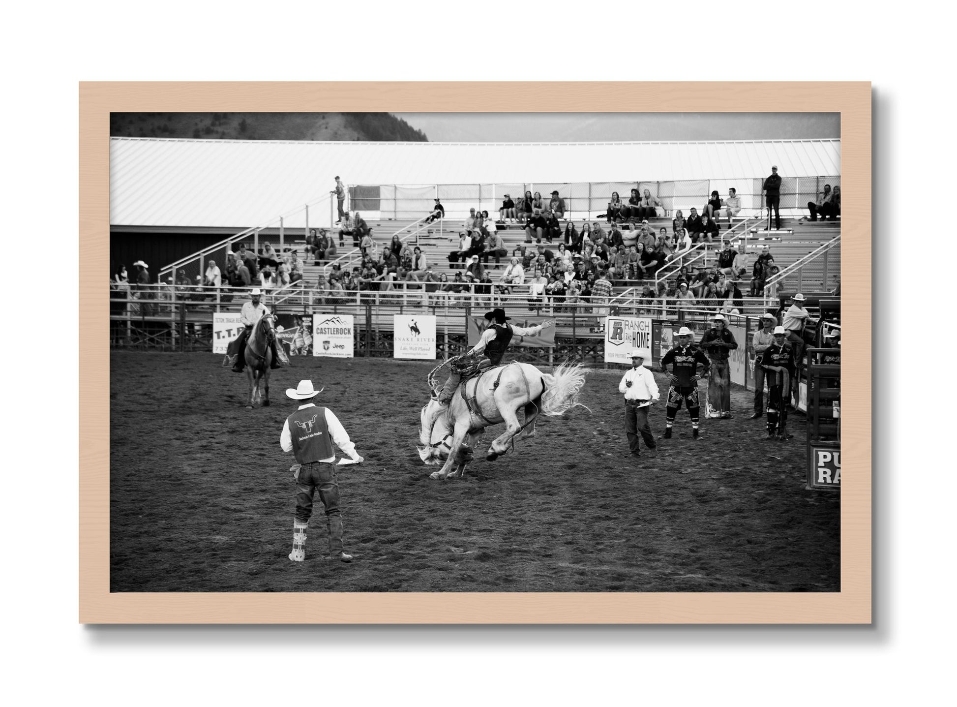 Framed photograph of United States Rodeo by Dylan Ozanich, Maple frame, Full Bleed