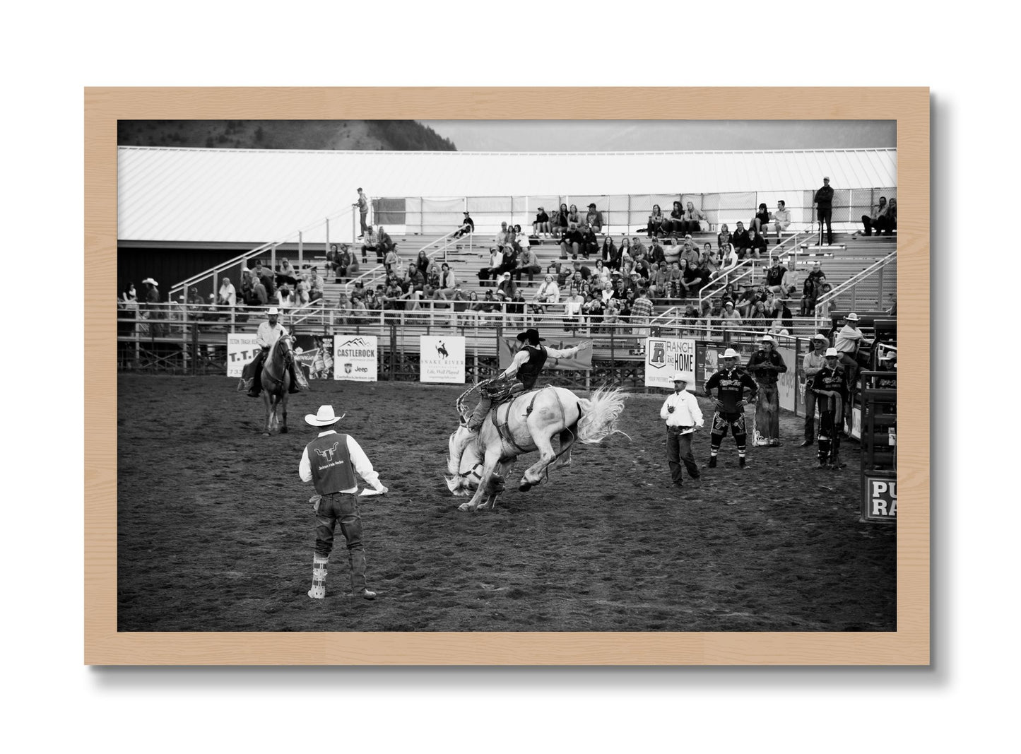 Framed photograph of United States Rodeo by Dylan Ozanich, Oak frame, Full Bleed