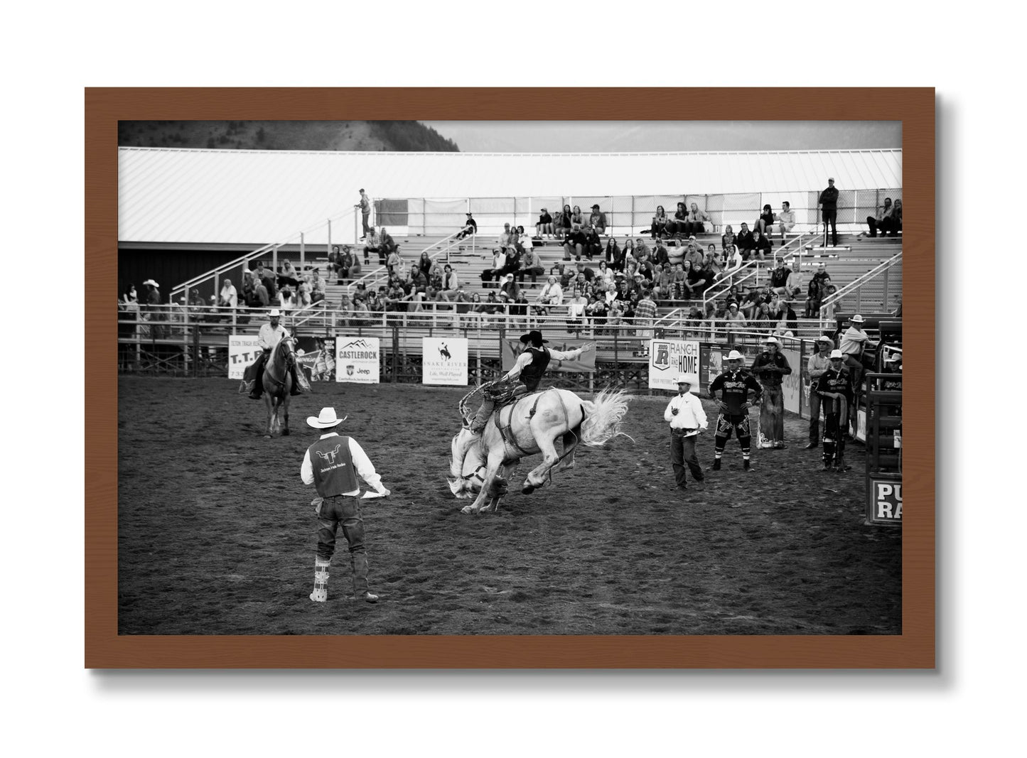 Framed photograph of United States Rodeo by Dylan Ozanich, Walnut frame, Full Bleed