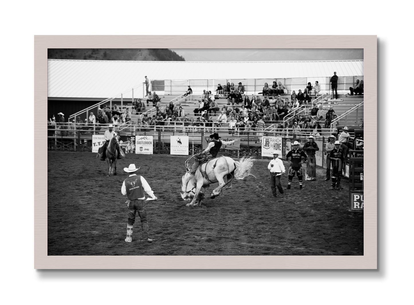 Framed photograph of United States Rodeo by Dylan Ozanich, White Maple frame, Full Bleed