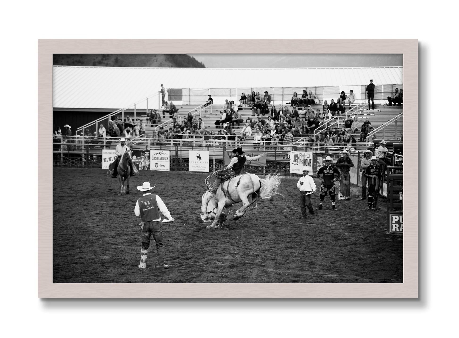 Framed photograph of United States Rodeo by Dylan Ozanich, White Maple frame, Full Bleed